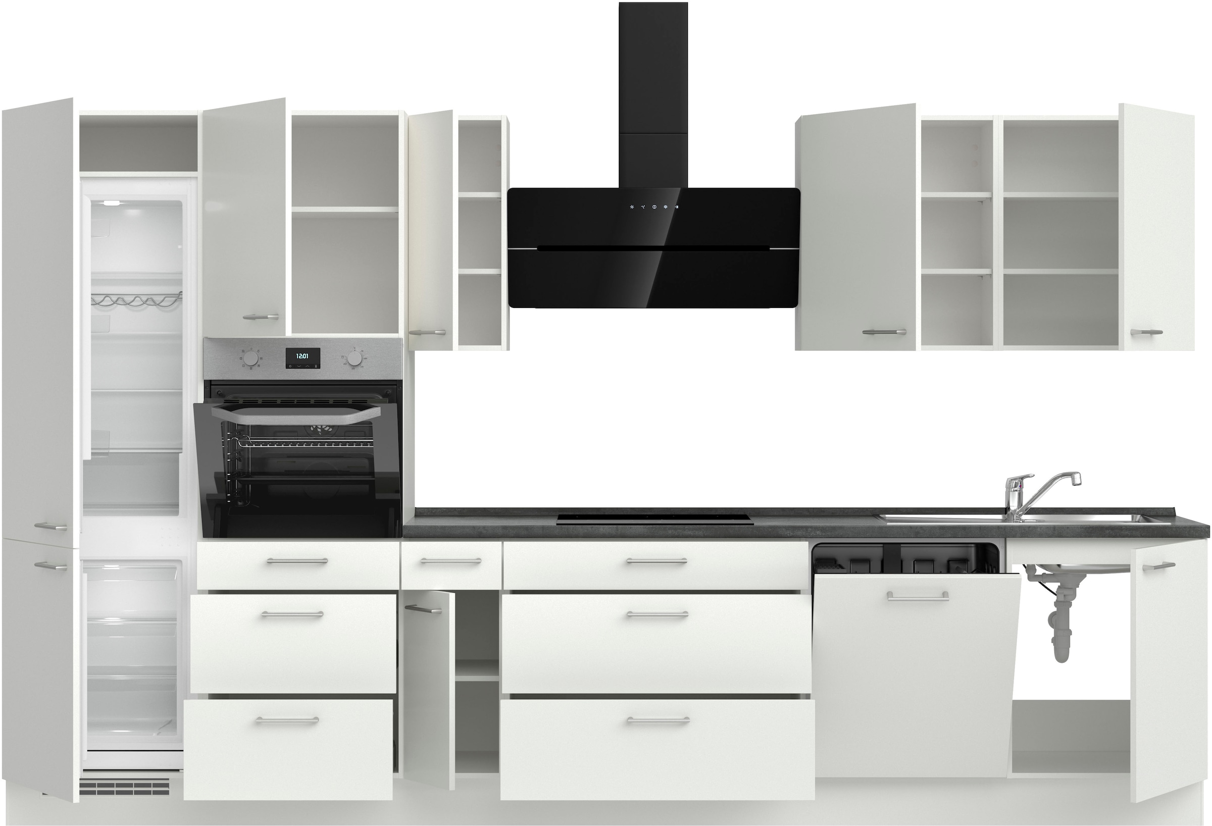 nobilia® Küchenzeile »"Laser II"«, vormontiert, Ausrichtung wählbar, Breite 360 cm, wahlw. mit E-Geräten