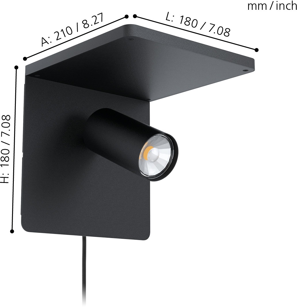 EGLO Wandleuchte »CIGLIE«, 1 flammig, Leuchtmittel GU10 | LED wechselbar, QI-charger