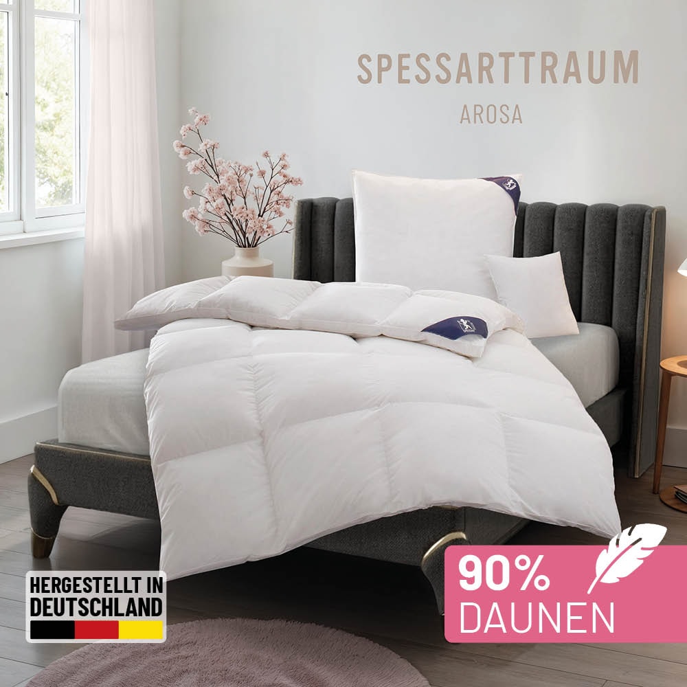 SPESSARTTRAUM Daunenbettdecke "Arosa Bettdecke min 135x200 cm & weitere Größen" polarwarm Füllung 90% Daunen & 10% Federn 1 Stk. tlg. Bettdecke Winter, Sommer, Made in Germany