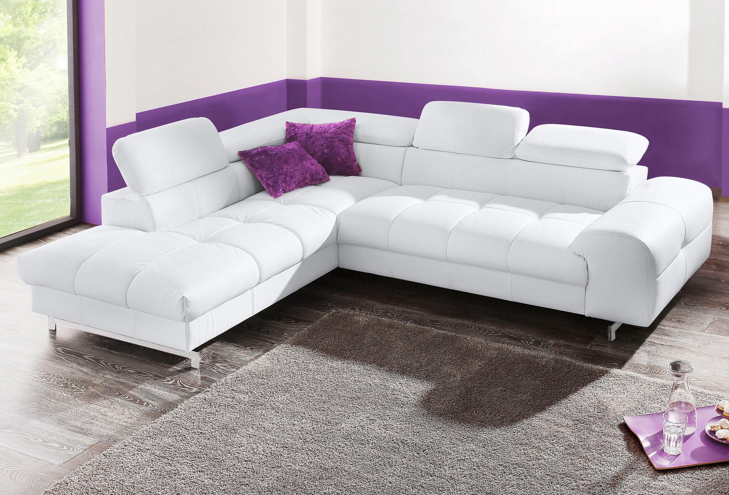 COTTA Ecksofa "Chef L-Form", mit Kopfteilverstellung, edle Metallkufen, wah günstig online kaufen