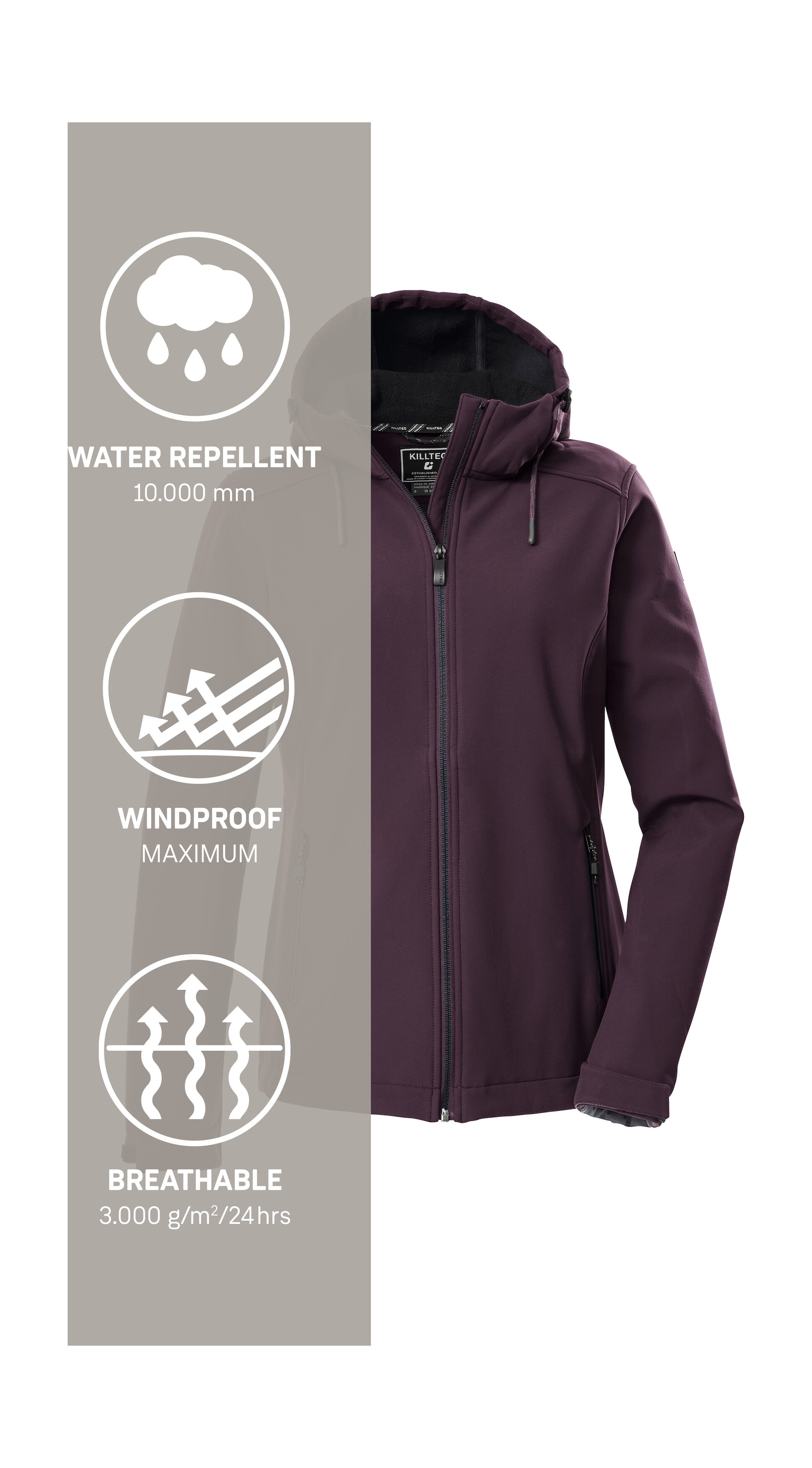 Killtec Softshelljacke »KOW 8 WMN SFTSHLL JCKT«, Damen Softshelljacke: wasser- und windabweisend, atmungsaktiv