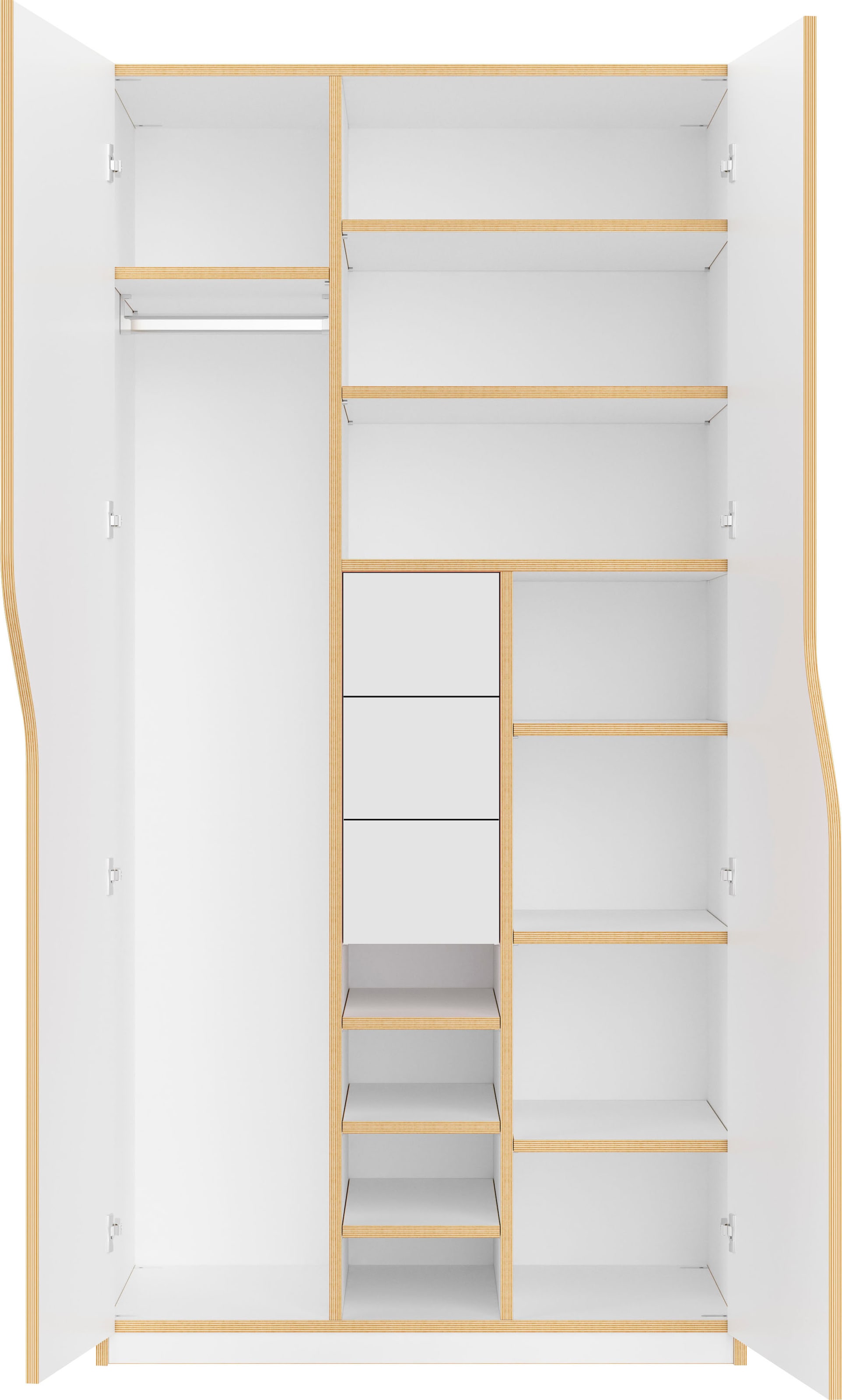 Müller SMALL LIVING Kleiderschrank »PLANE Ausstattung Nr. 4«, inklusive 3 innenliegenden Schubladen, Kleiderstange und 12 Fächern