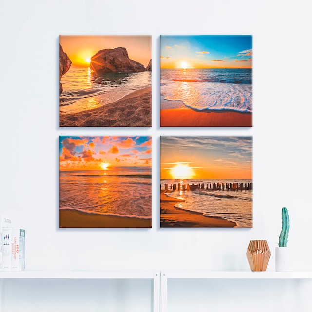 Artland Leinwandbild »Sonnenuntergänge am Strand & Meer«, Sonnenaufgang &  -untergang, (4 St.), 4er Set, verschiedene Größen kaufen | BAUR