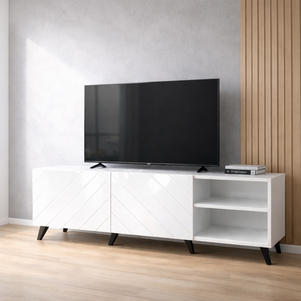 OTTO home Lowboard "HOLLY 1.5, TV-Board, TV-Kommode, TV-Schrank, TV-Unterschrank, TV-Möbel" Modernes lackiertes Hochglanz TV-Board, grifflos, Breite 150 cm
