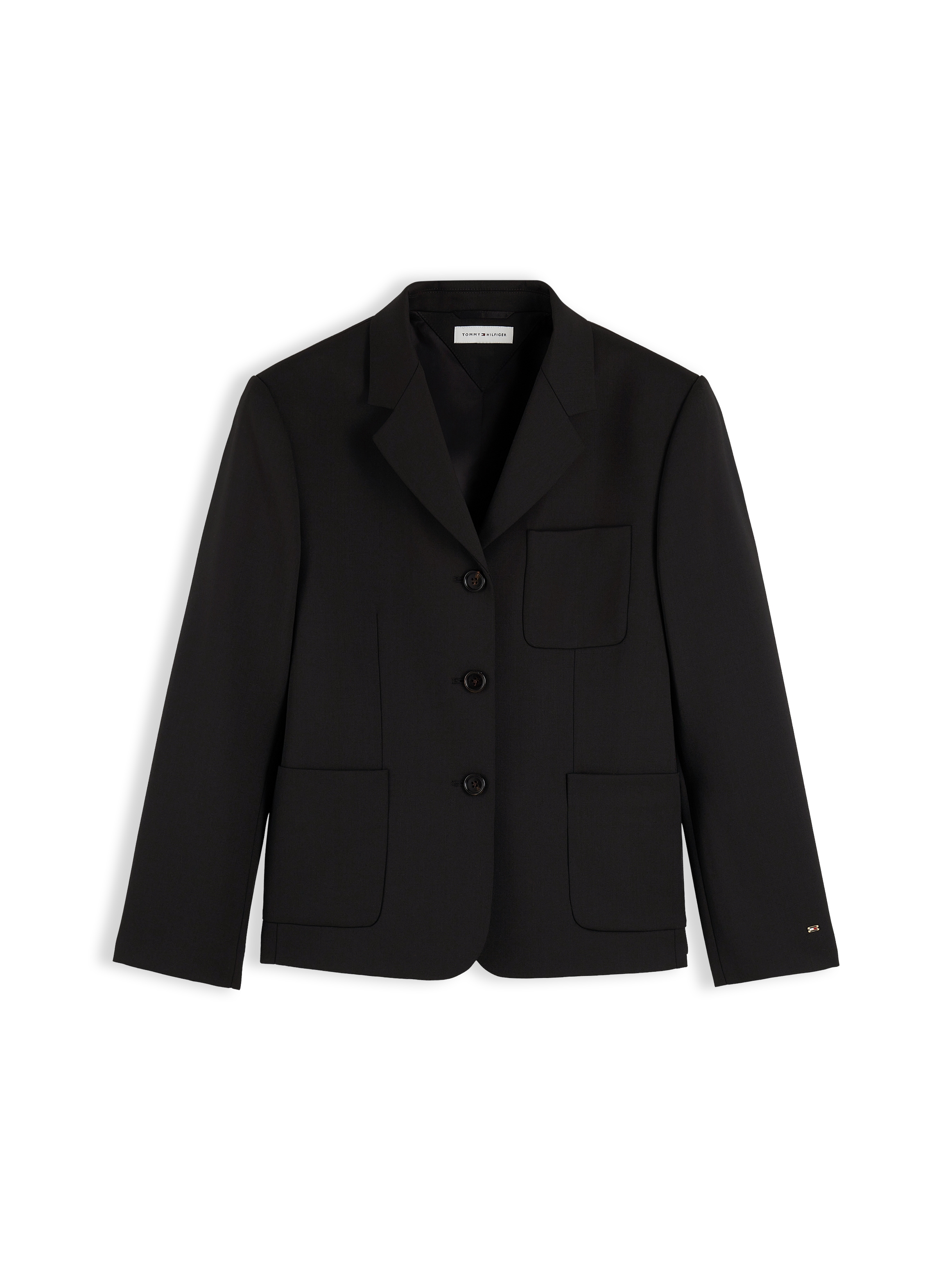 Tommy Hilfiger Kurzblazer »TIMELESS WOOL 3 BUTTON BLAZER« Materialmix, mit Wolle und Stretch