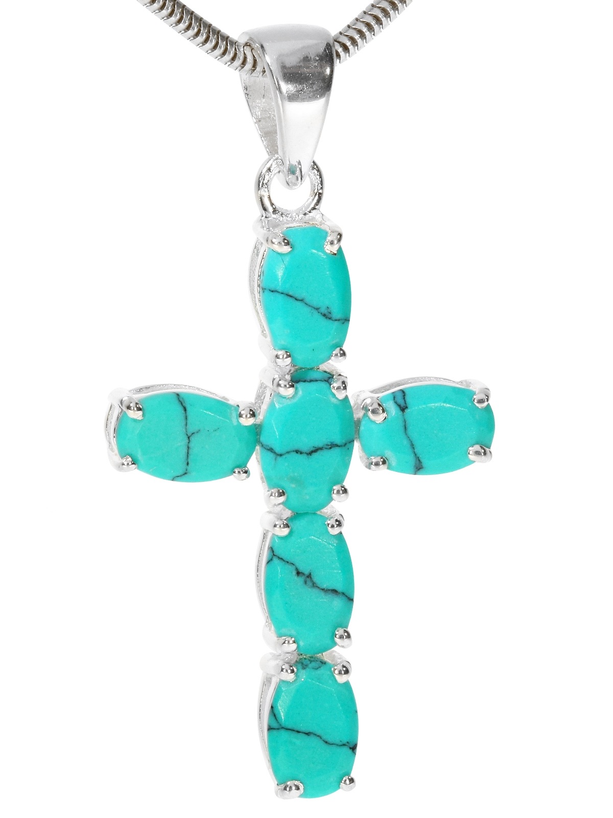 Adelia´s Kettenanhänger »Damen Schmuck Kreuz Türkis Anhänger 925 Silber«