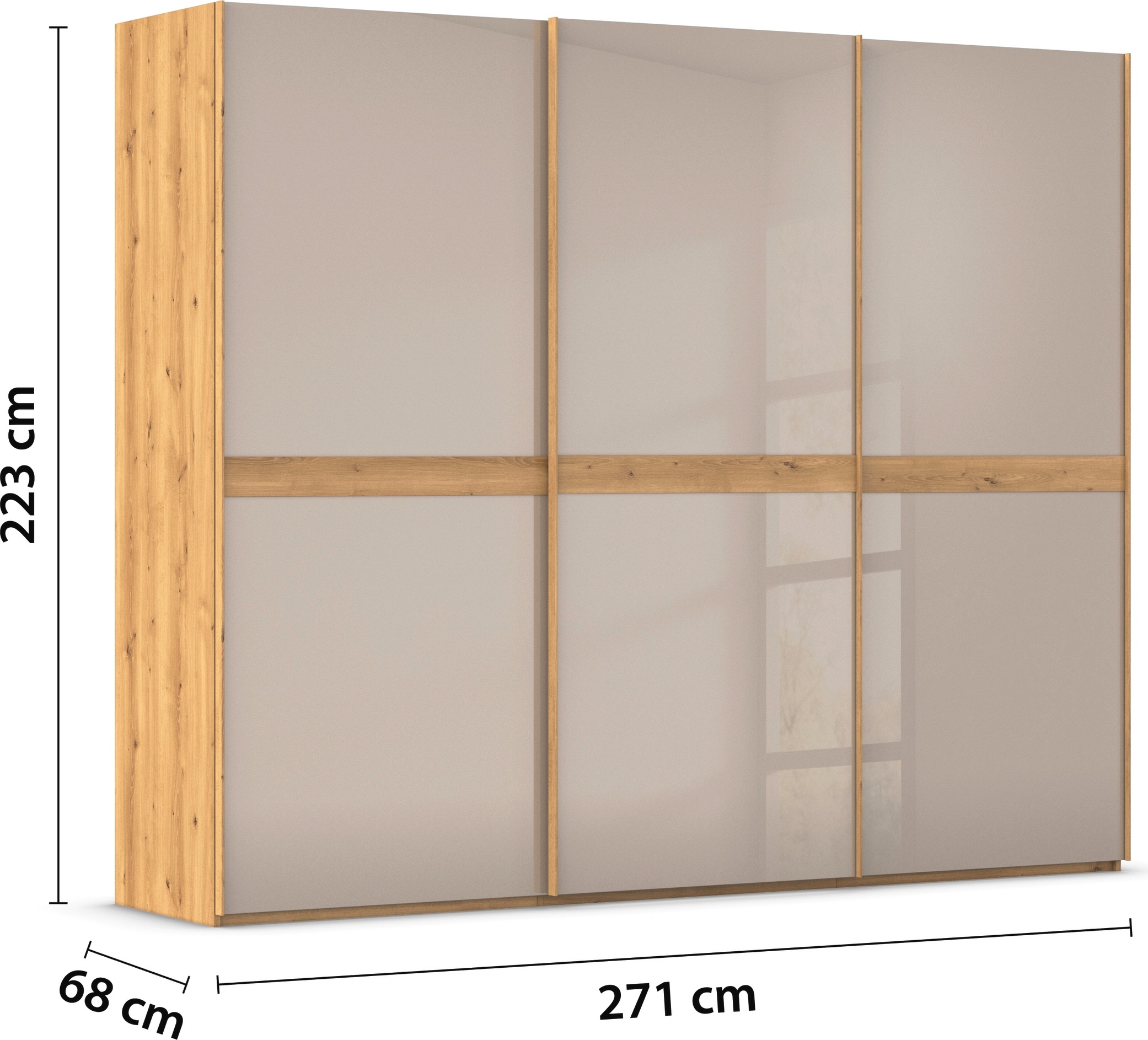 rauch Schwebetürenschrank »Kleiderschrank Schrank Garderobe Schlafzimmerschrank SCALE-LINE«, edle Optik mit Bauchbinde in Korpusfarbe mit Glasfront MADE IN GERMANY
