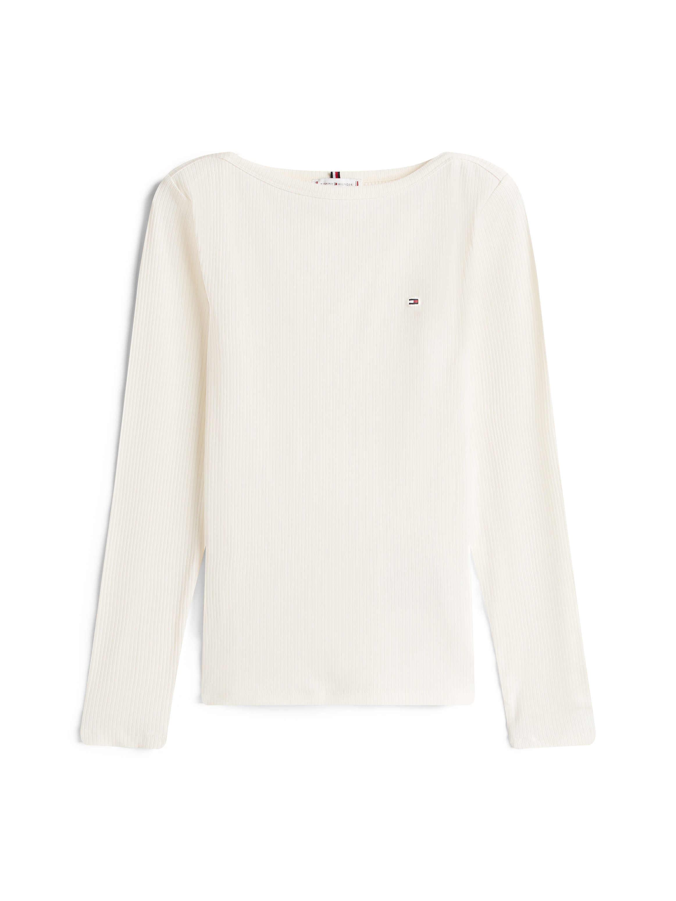 Tommy Hilfiger Langarmshirt »SLIM 5X2 RIB BOAT-NK LS mit U-Boot Ausschnitt und Rippstruktur«, unifarben, casual, slim fit, Viskosemix, U-Boot-Ausschnitt
