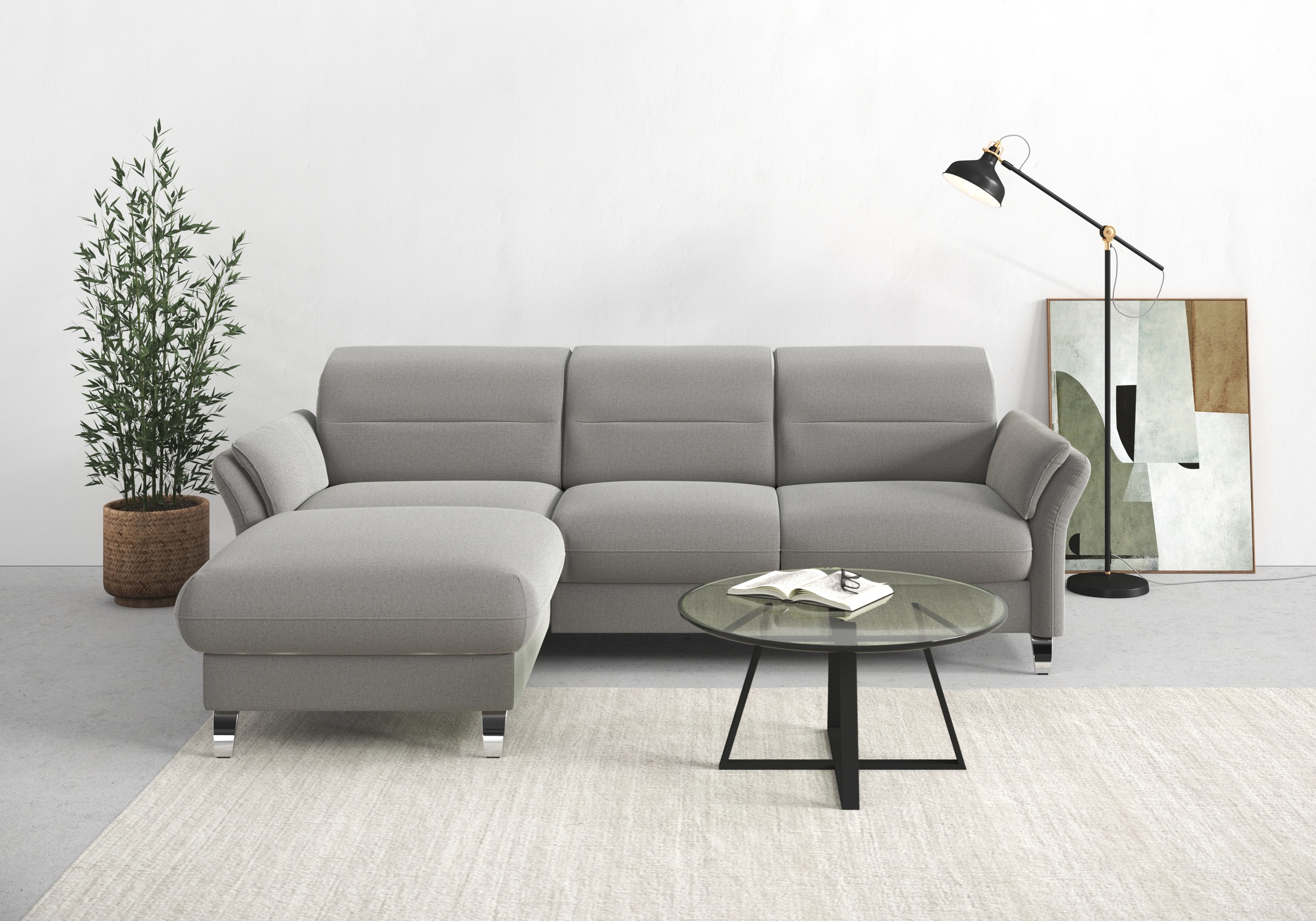 Thumbnail - sit&more Ecksofa "Grenoble L-Form mit Federkern" wahlweise mit Bettfunktion, Bettkasten, Arm- und Kopfteilverstellung