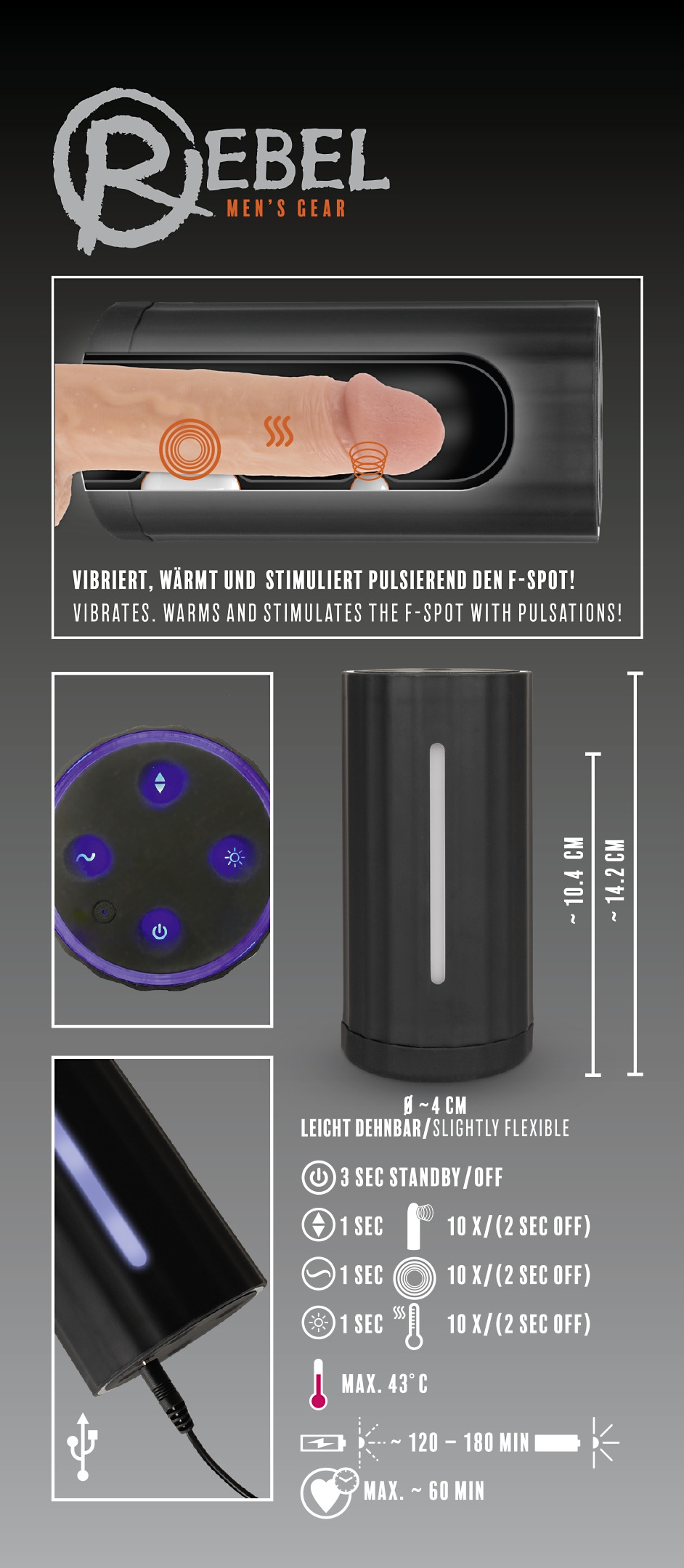 REBEL Masturbator »Masturbator Blow Job Masturbator with 3 Functions«