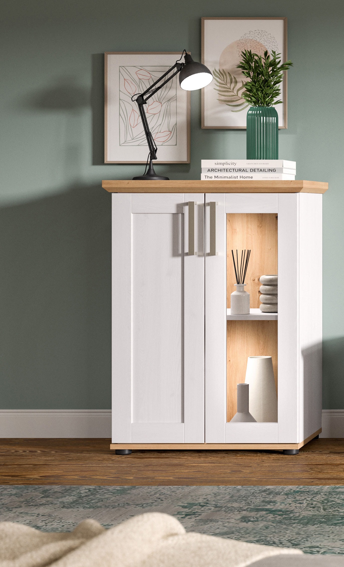 Home affaire Vitrine »Cosenza, Höhe 80 cm, 2 Türen, 2Fächer«, (1 St.), Vitrine, Höhe 88 cm, Wohnzimmer, Esszimmer