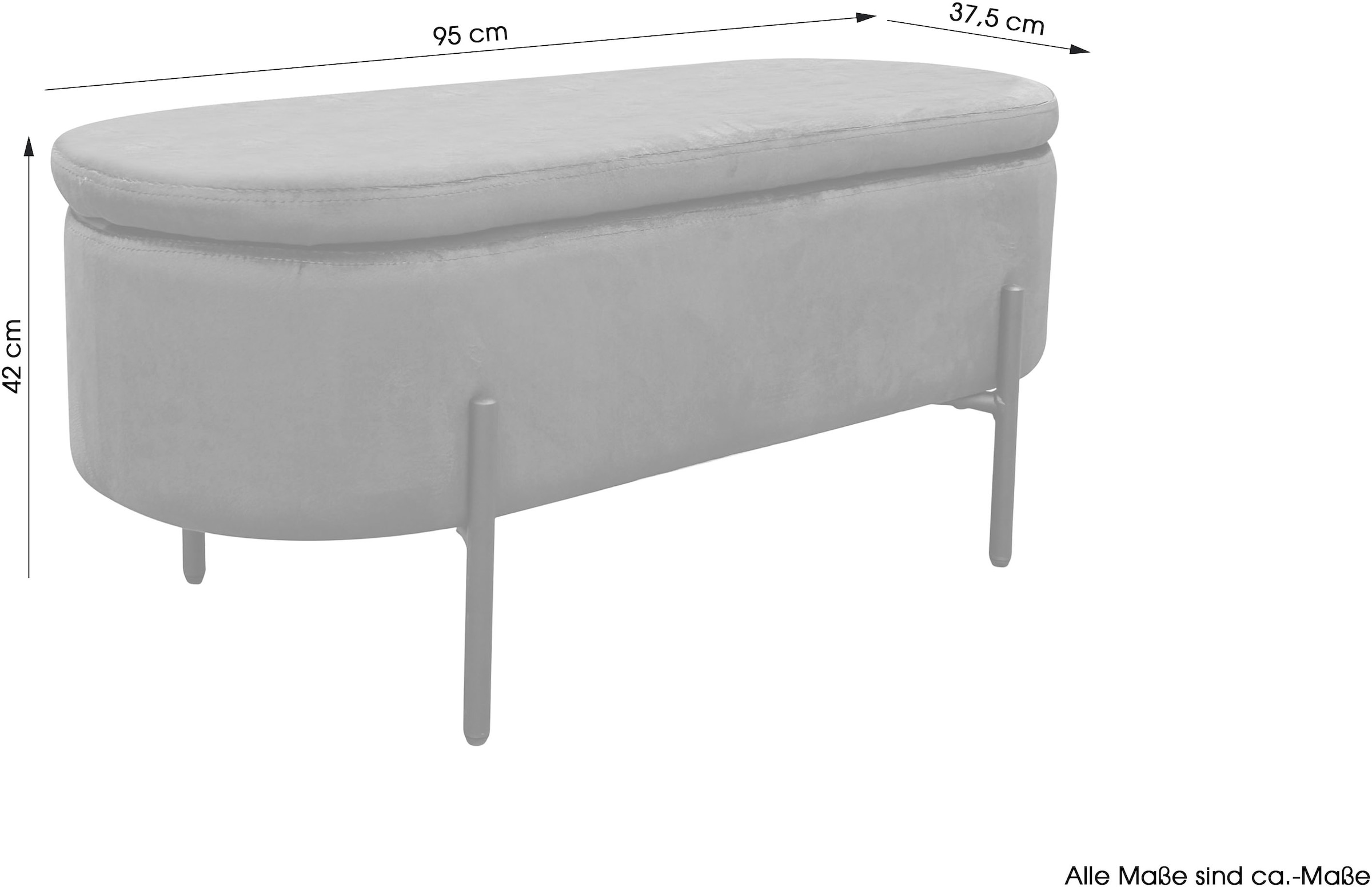 byLIVING Sitzbank »NOVA« Samt, mit Stauraum/Truhe, Innenmaß Truhe 26,5 x 83cm, Höhe: 19 cm