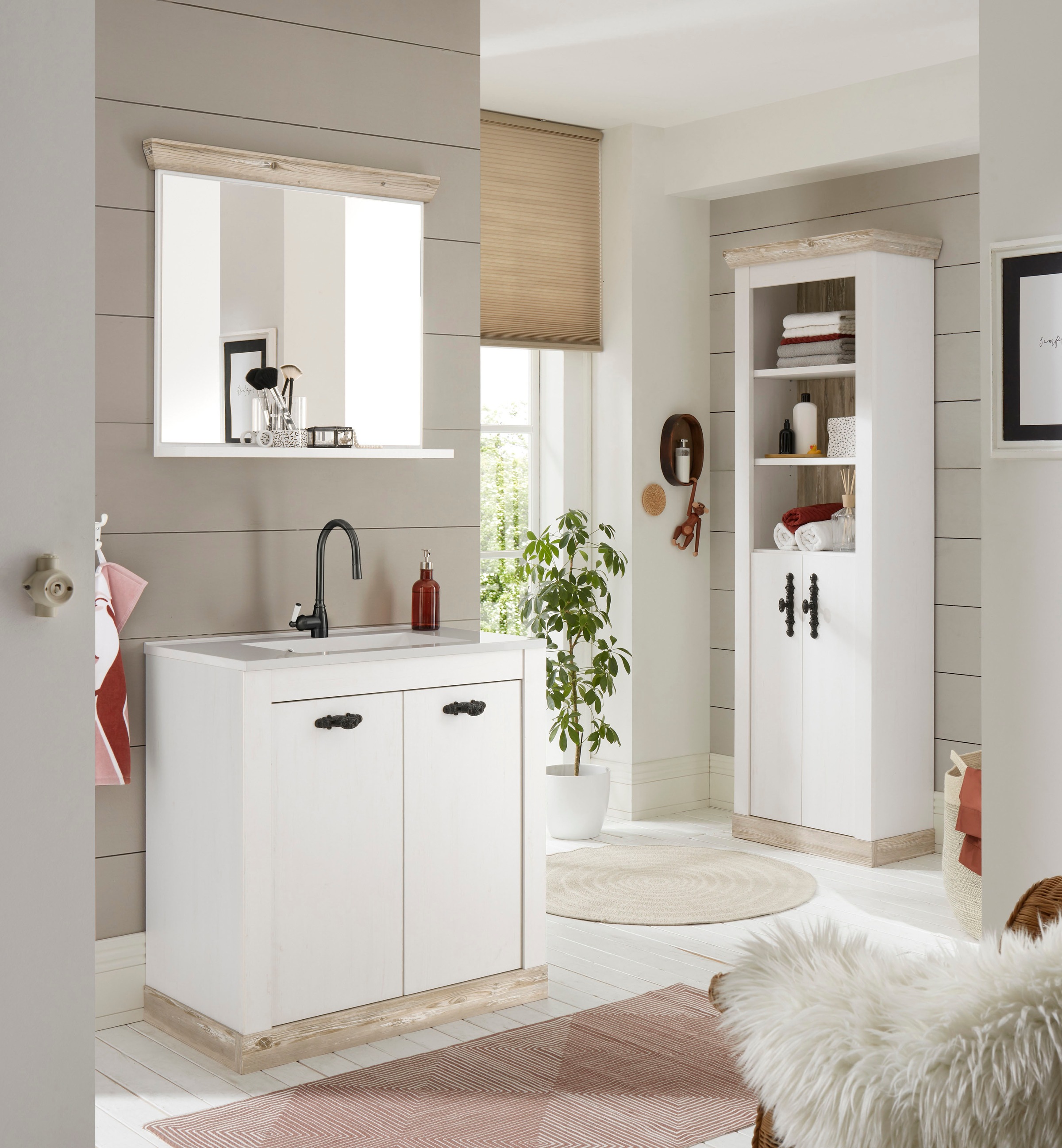 Home affaire Badmöbel-Set "Florenz, Bad im Landhausstil, 3-teiliges Badezim günstig online kaufen