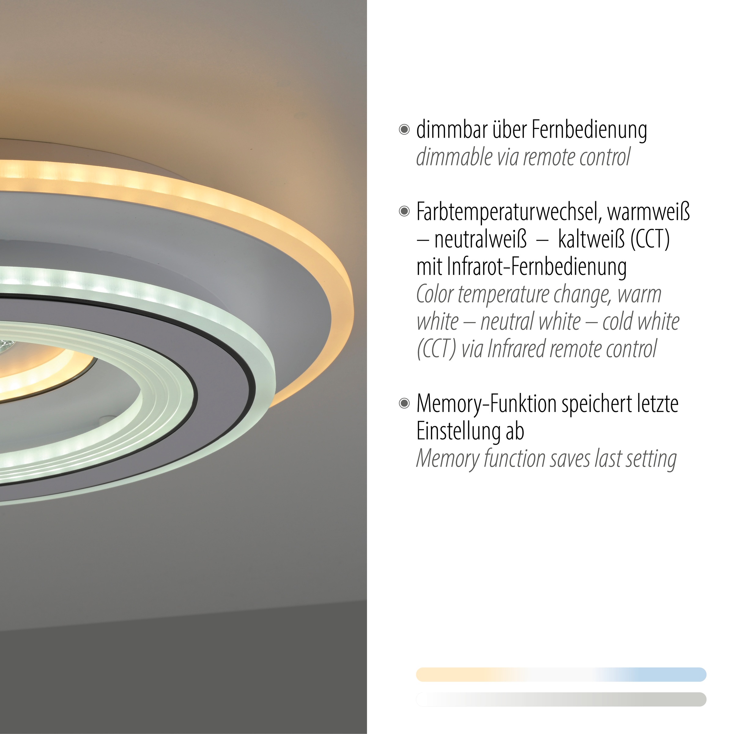 JUST LIGHT Deckenleuchte »TOLAGO«, 1 flammig, Leuchtmittel LED-Board | LED fest integriert, LED, Fernbedienung, Infrarot inkl.
