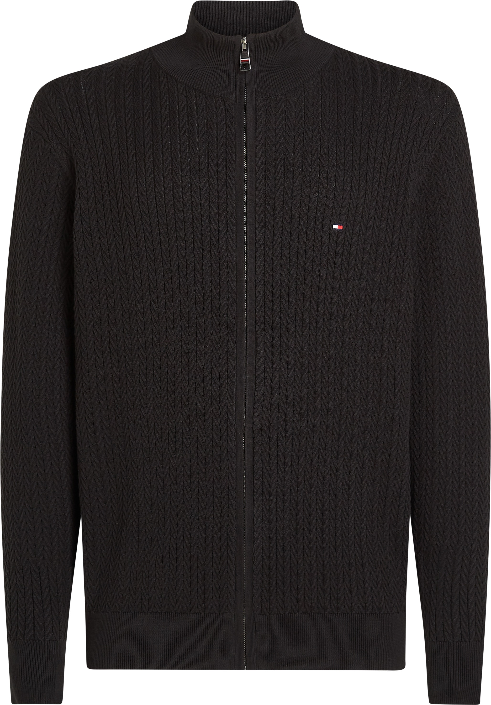 Tommy Hilfiger Strickjacke »HERRINGBONE STRUCTURE ZIP THRU«, mit Zopfmuster