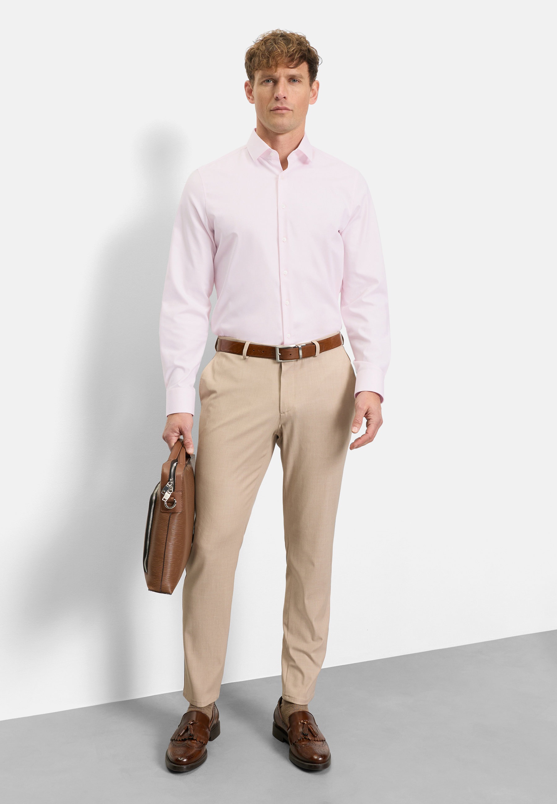 Businesshemd OLYMP "OLYMP Level Five 24/Seven, body fit, Modern Kent", Herren, Gr. 41, Normaler Arm, rosé, 64% Baumwolle, 27% Polyester, 9% Elasthan, Hemden 2