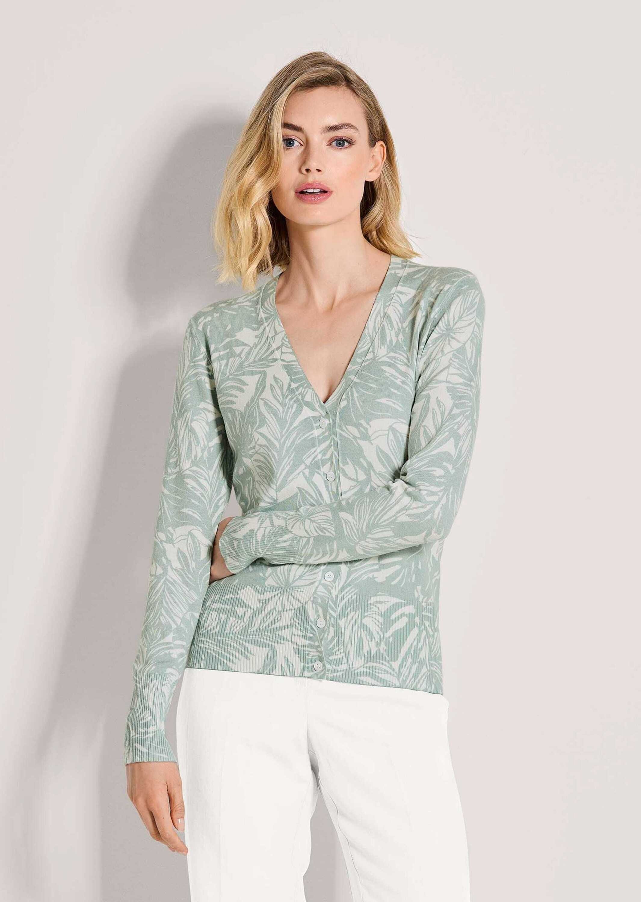 Thumbnail - MADELEINE Strickjacke "Strickjacke Elegante Feinstrickjacke mit Print, V-Ausschnitt" Zarter Alloverprint