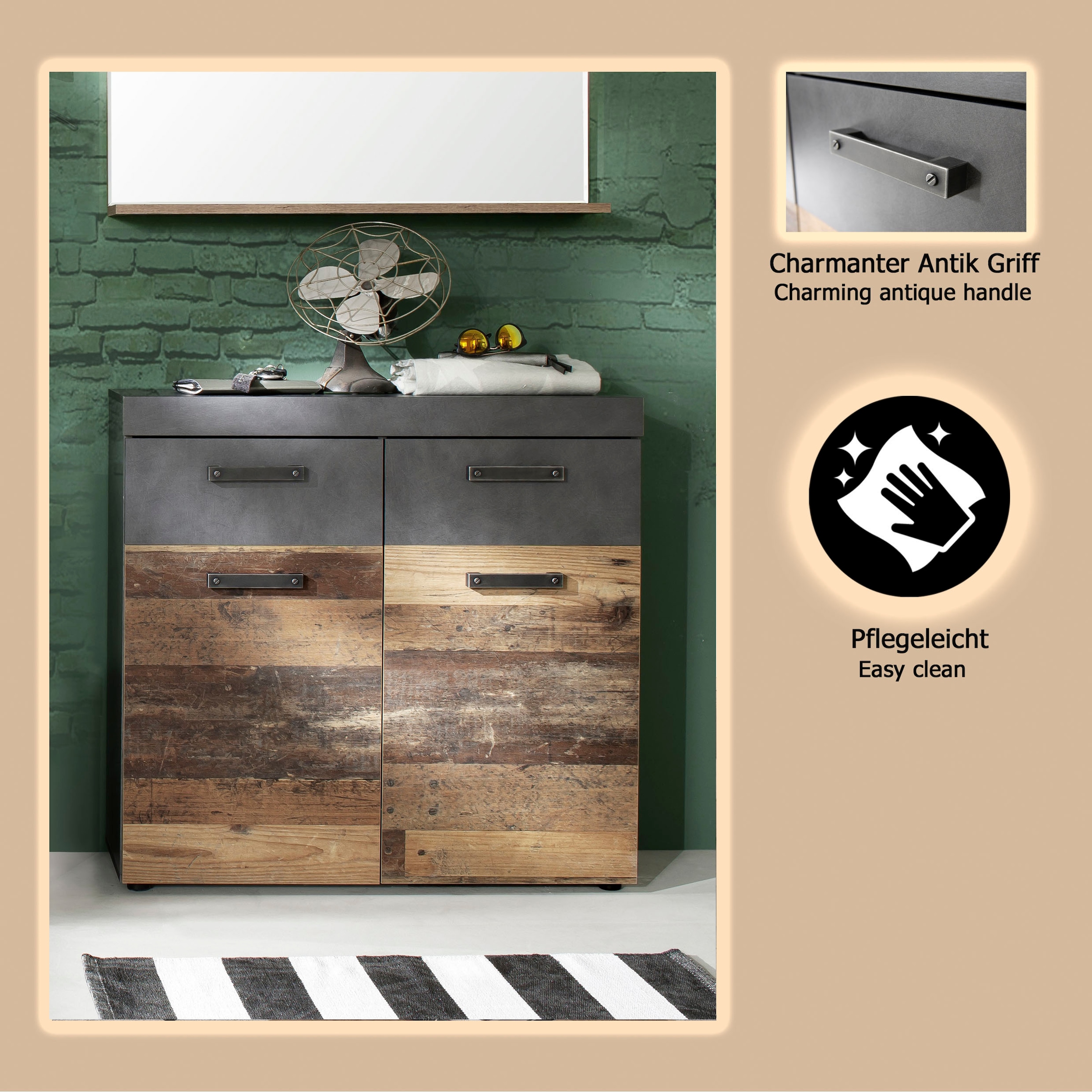 Home affaire Schuhschrank »Ilana« Schuhschrank für 16 Paar Schuhe - (B/T/H) 90/34/89 cm
