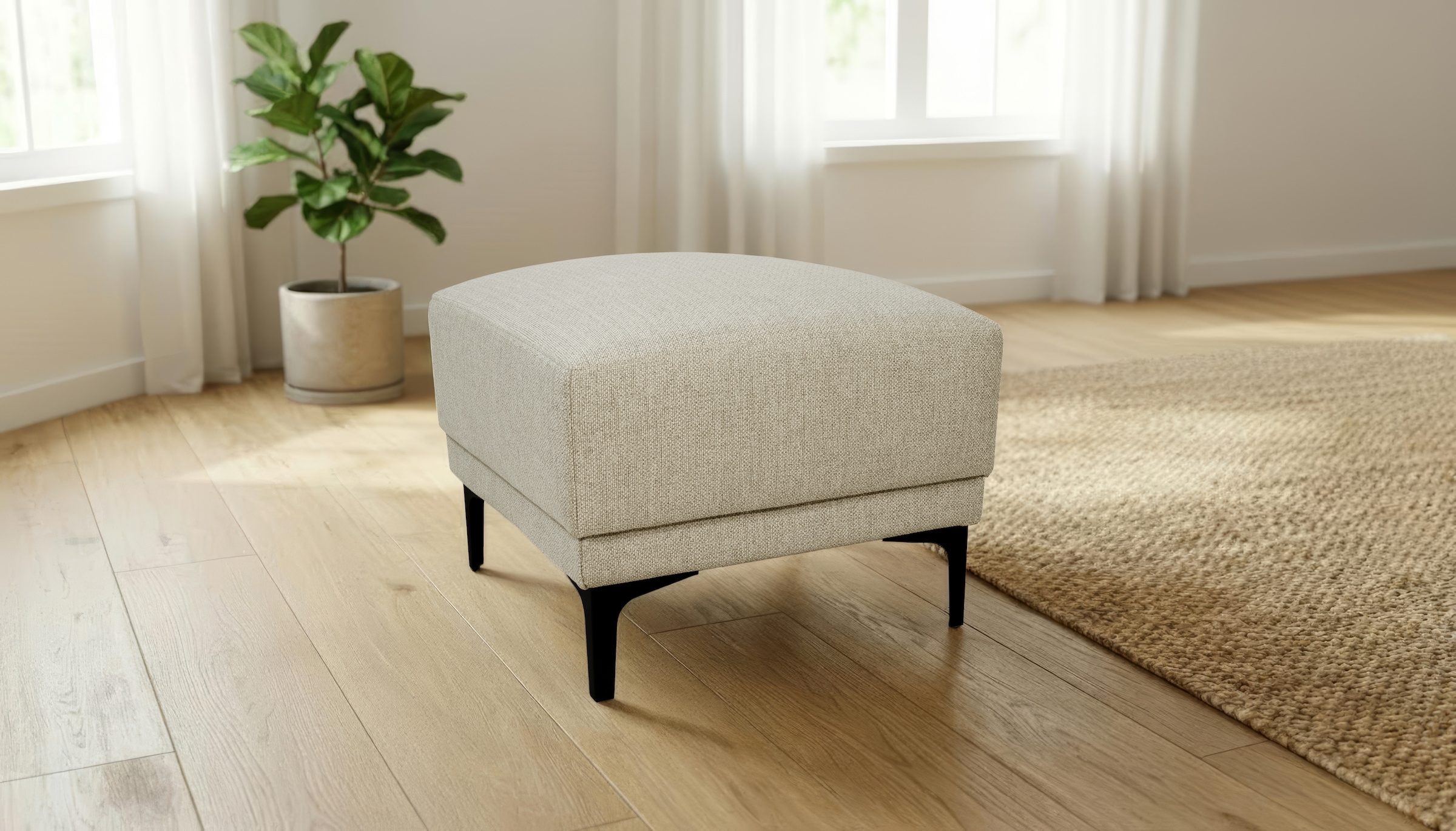 OTTO home Polsterhocker "Xander" 1 Stk. tlg. Breite 58 cm, Soft-Touch Chenille, schwarze Metallfüße