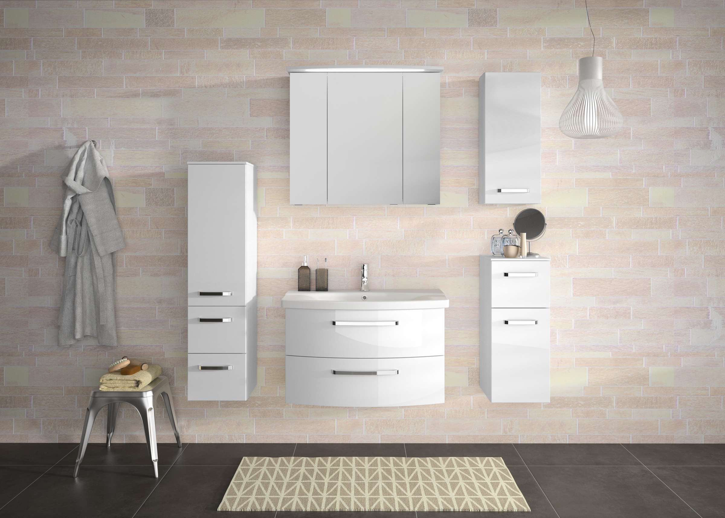 Saphir Hängeschrank »Serie 4010 Wand-Badschrank 30 cm breit mit 1 Tür, 2 Glas-Einlegeböden«, Badezimmer-Hängeschrank inkl. Türdämpfer, Wandschrank 70 cm hoch