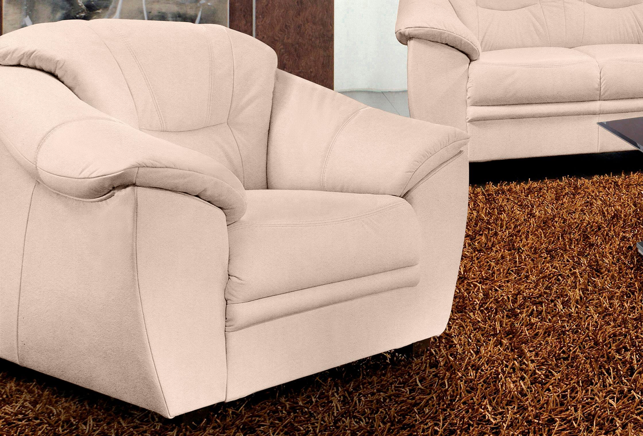 sit&more Sessel "Savona, B: 103 cm, Federkern-Polsterung, komfortable Sitzhöhe 46 cm" Bequeme Armlehnen, Ziernähte, frei im Raum stellbar, zeitloses Design