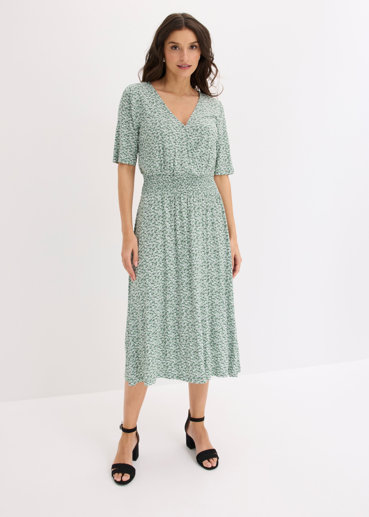 bonprix Jerseykleid »Jerseykleid aus Viskose-Mix« für sommerliche Tage, aus Viskose und Elasthan, Kurzarm-Design