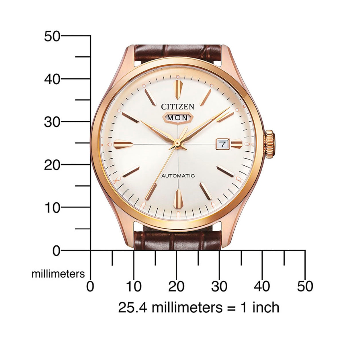 Citizen Automatikuhr, Armbanduhr, Mechanische Uhr, Herrenuhr, Datum, Lederarmband