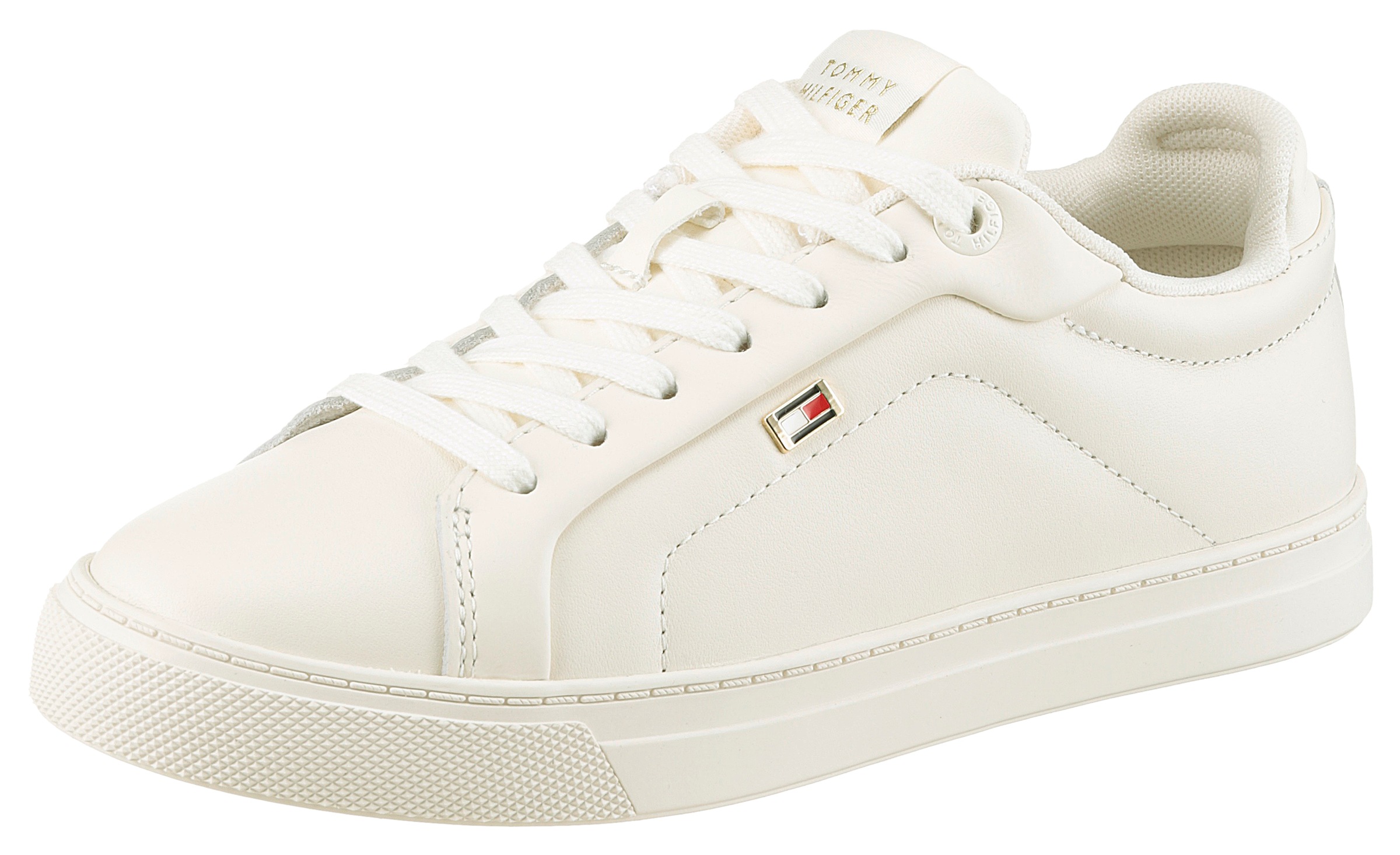 Tommy Hilfiger Plateausneaker "WOMENS ICON COURT SNEAKER FLAG", Freizeitschuh, Schnürschuh, Halbschuh mit gepolstertem S