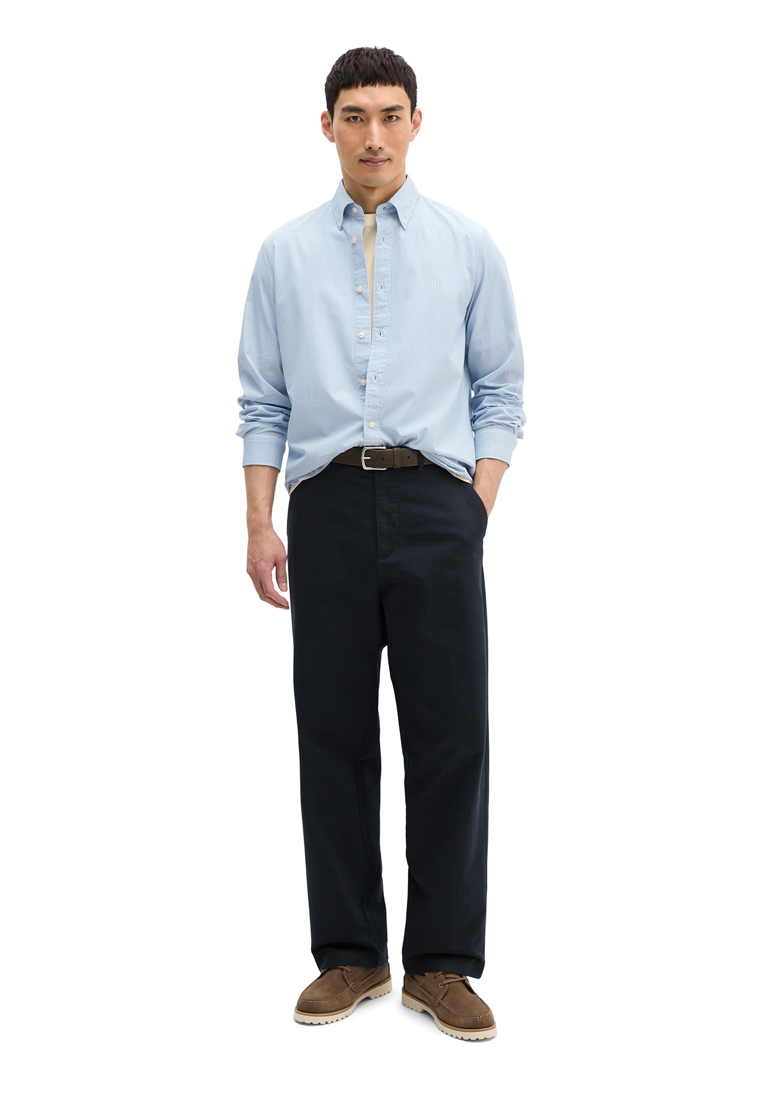 Marc O'Polo Streifenhemd regular Fit, Bio-Baumwolle, Button-down-Kragen
