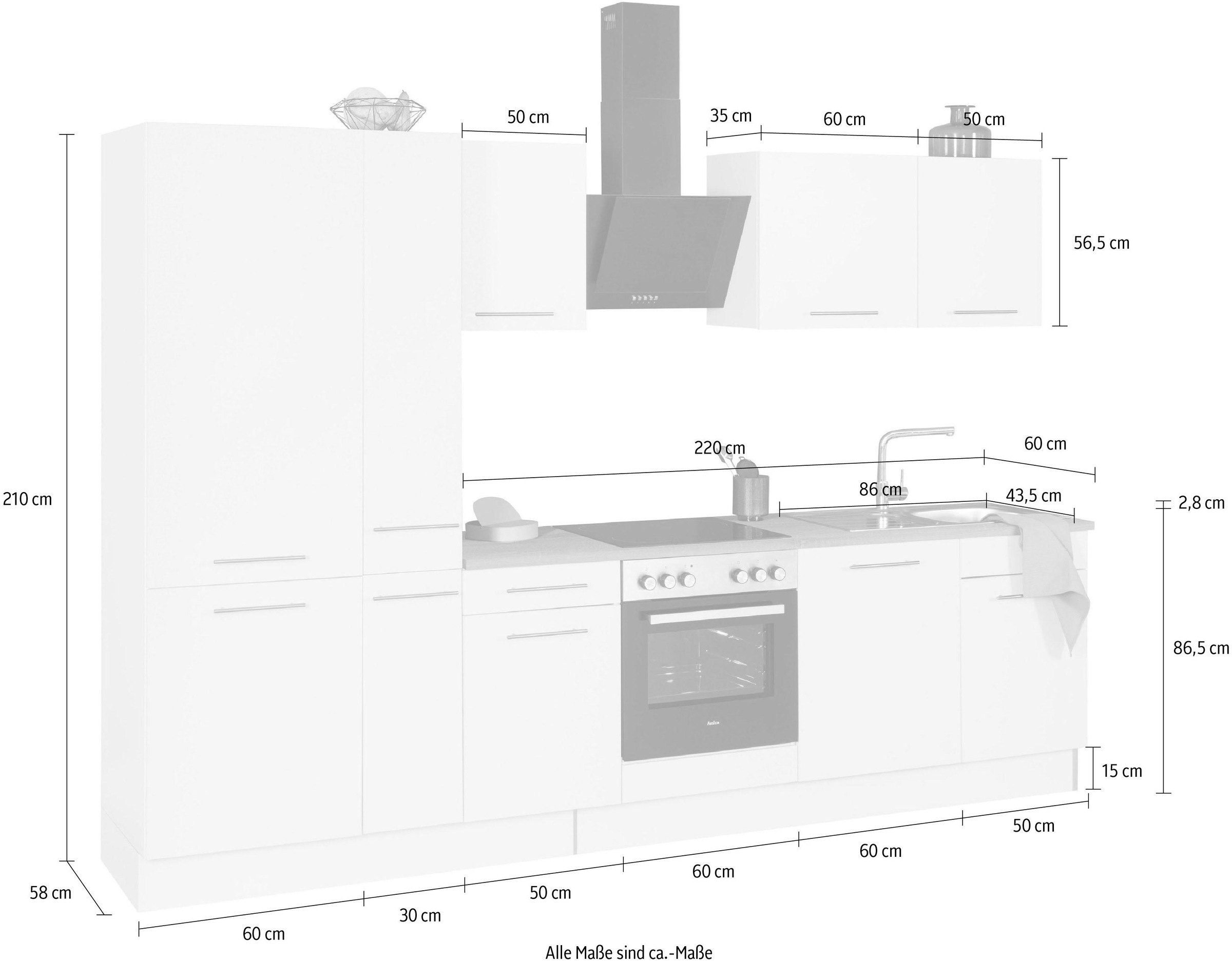 wiho Küchen Küchenzeile »Ela«, Breite 310 cm, Soft-Close-Funktion, höhenverstellbare Füße