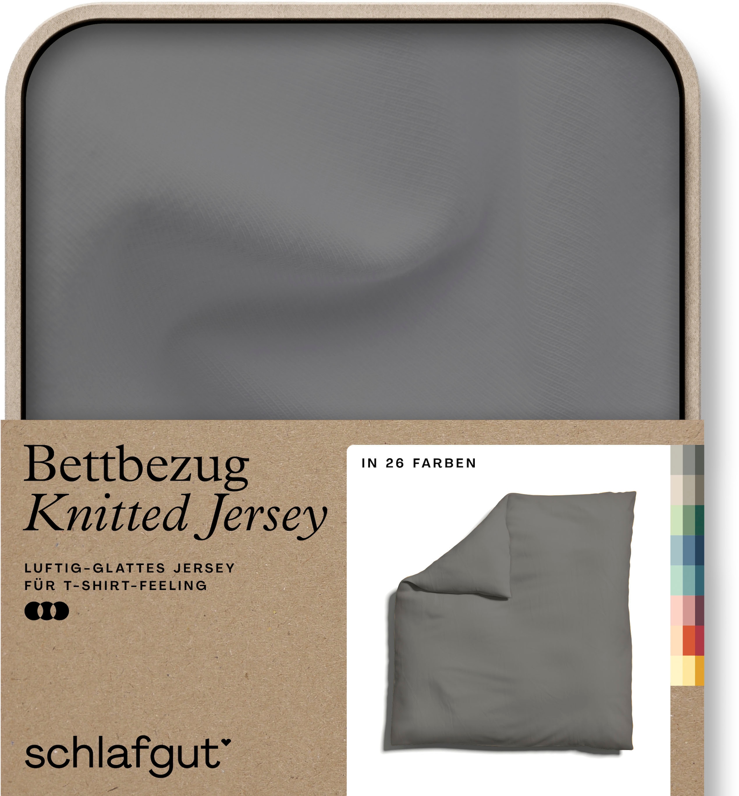 Bettbezug »Knitted Jersey uni, aus Bio-Baumwolle mit Elasthan, Reißverschluss«, (1...