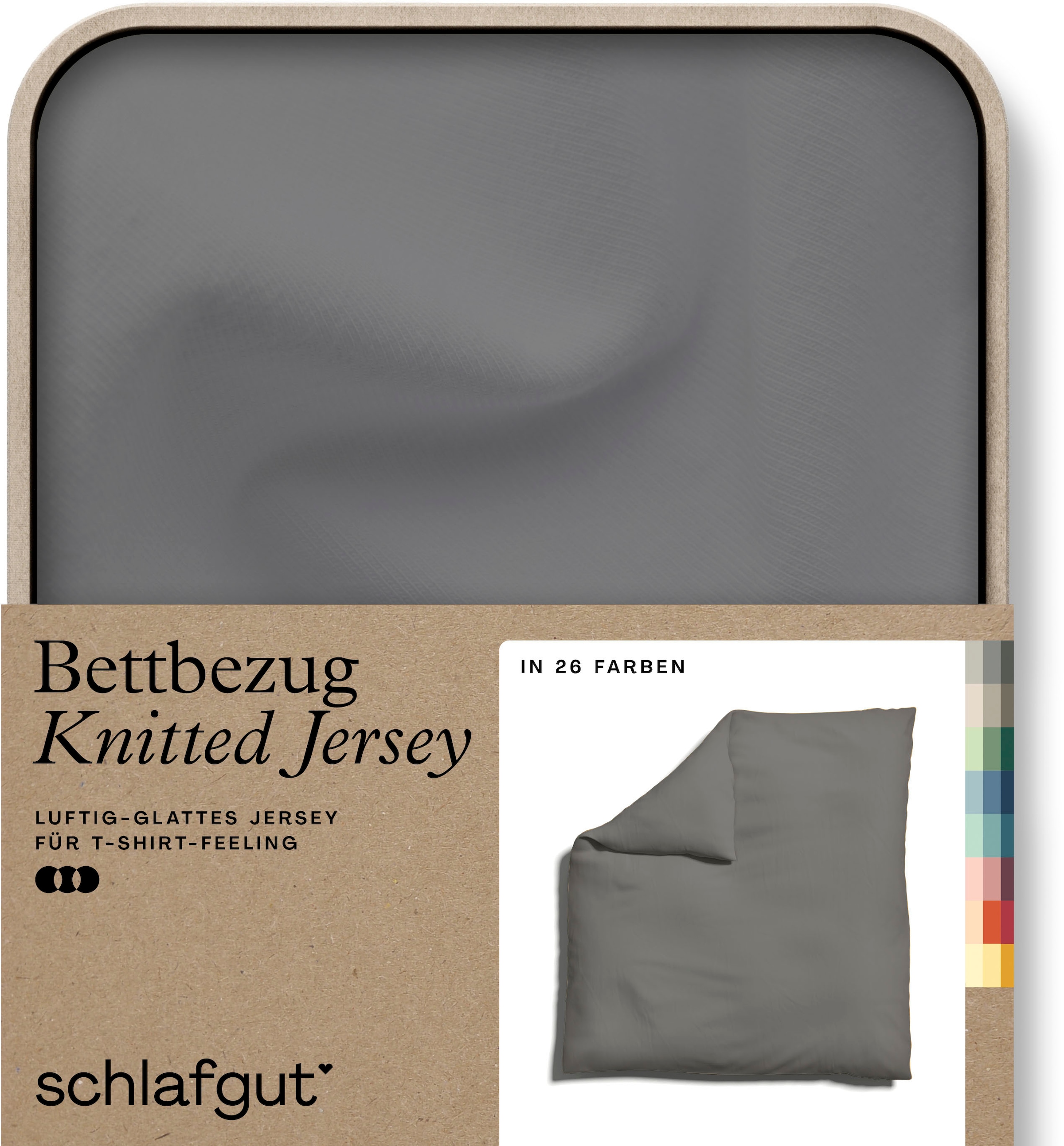 Schlafgut "Premium Bettbezug Knitted Jersey (1 St)" Ton-in-Ton Reißverschluss, Bio-Baumwolle mit Elasthan, Uni, OEKO Tex