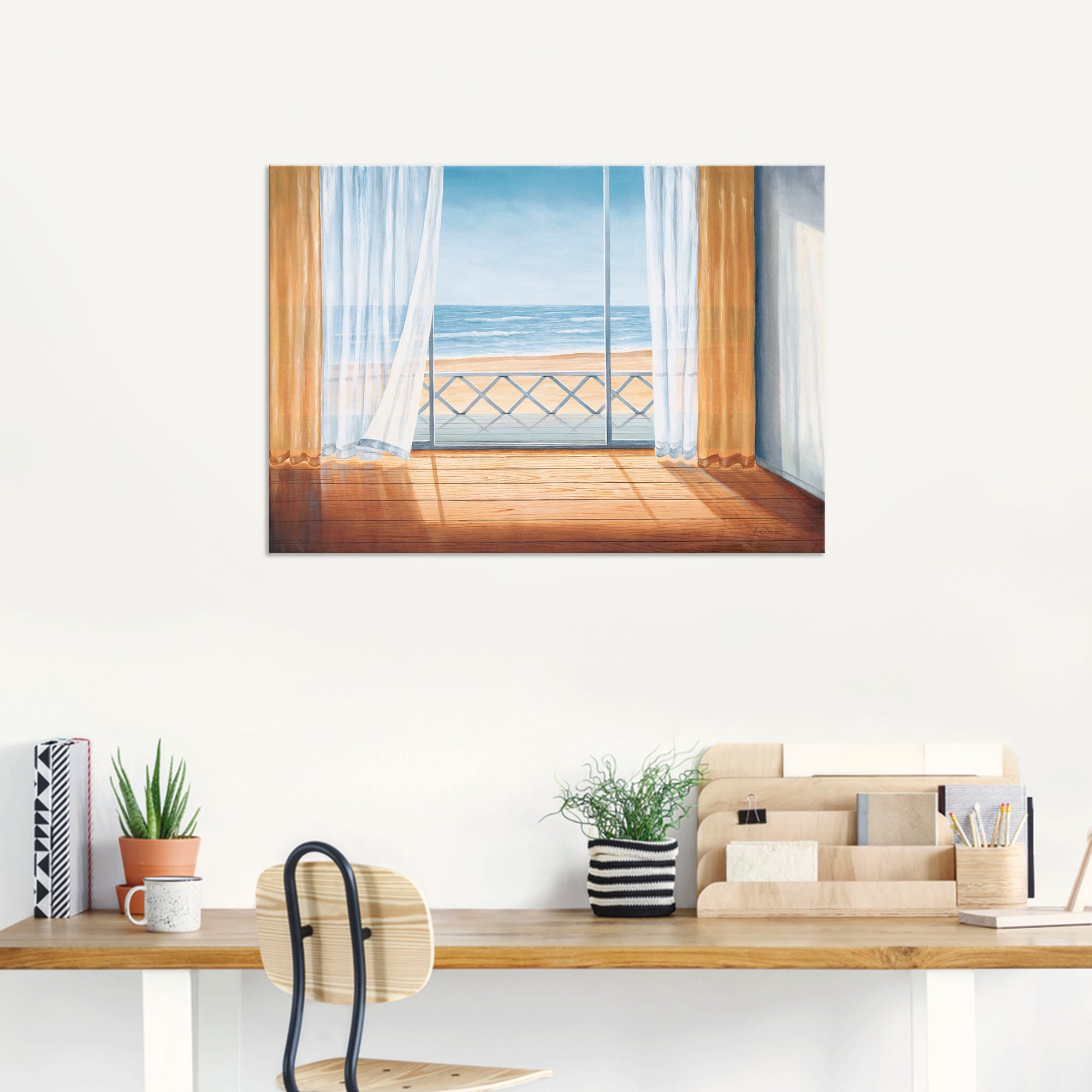 Artland Wandbild »Terrasse mit Meerblick«, Fensterblick, (1 St.), als Alubild, Outdoorbild, Leinwandbild in verschied. Größen