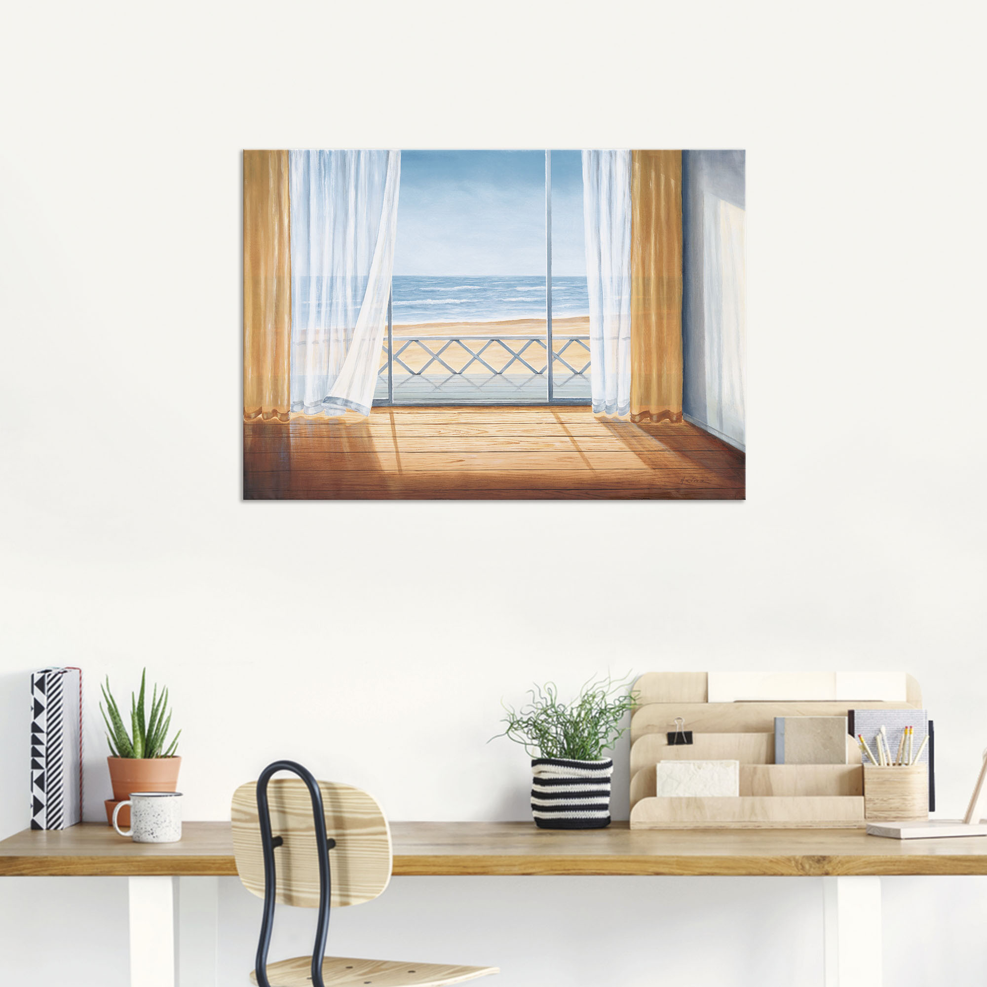 Thumbnail - Artland Wandbild "Terrasse mit Meerblick", Fensterblick, (1 St.), als Alubild, Outdoorbild, Leinwandbild in verschied. G...
