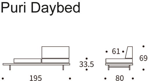 INNOVATION LIVING ™ Relaxliege »PURI«, Daybed mit integrierter Holzablage, flexible Aufteilung