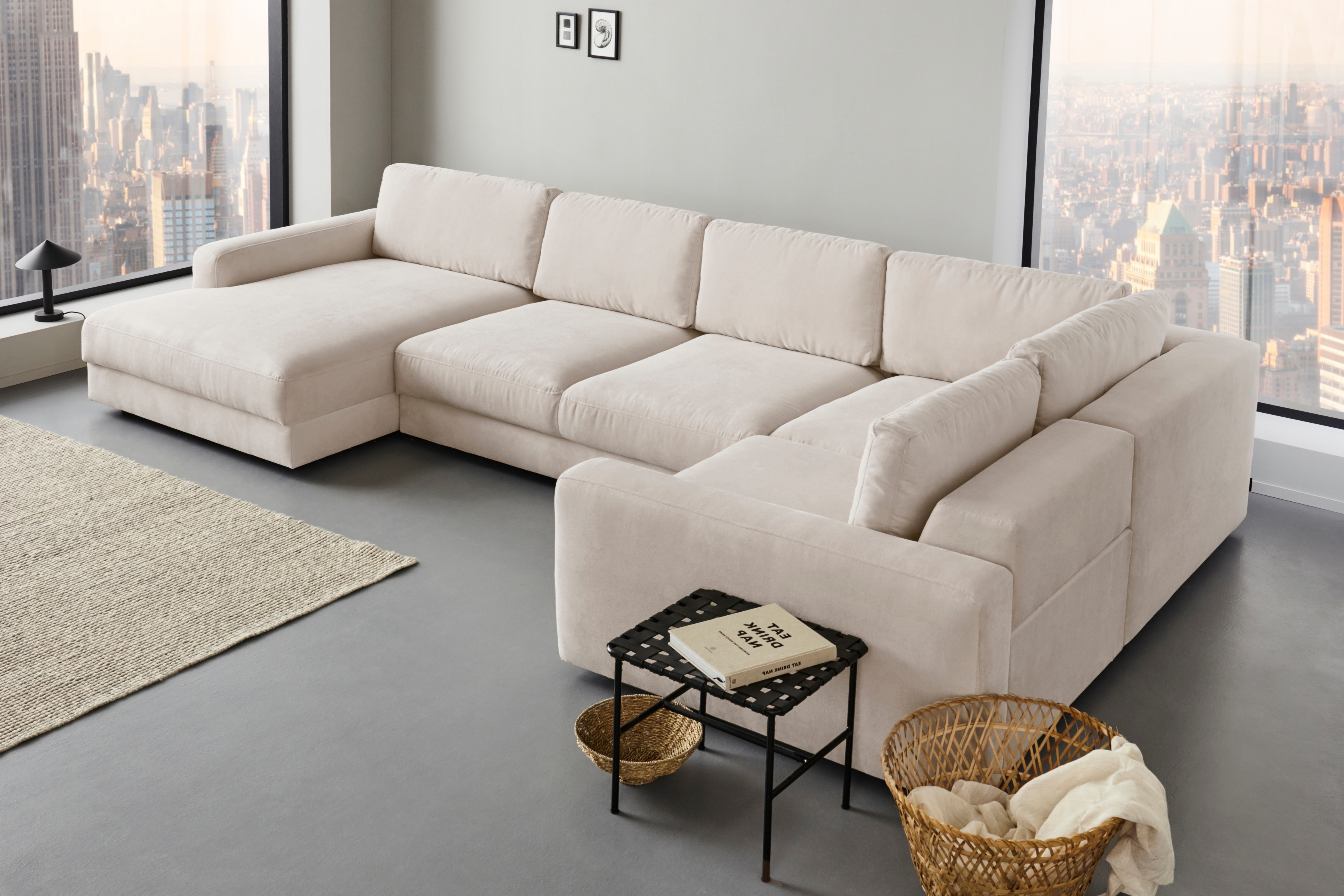 Home affaire Wohnlandschaft "Bloomfield, Mega Polsterecke, Breite 390cm, viel Platz, U-Form" In verschiedenen Größen bestellbar