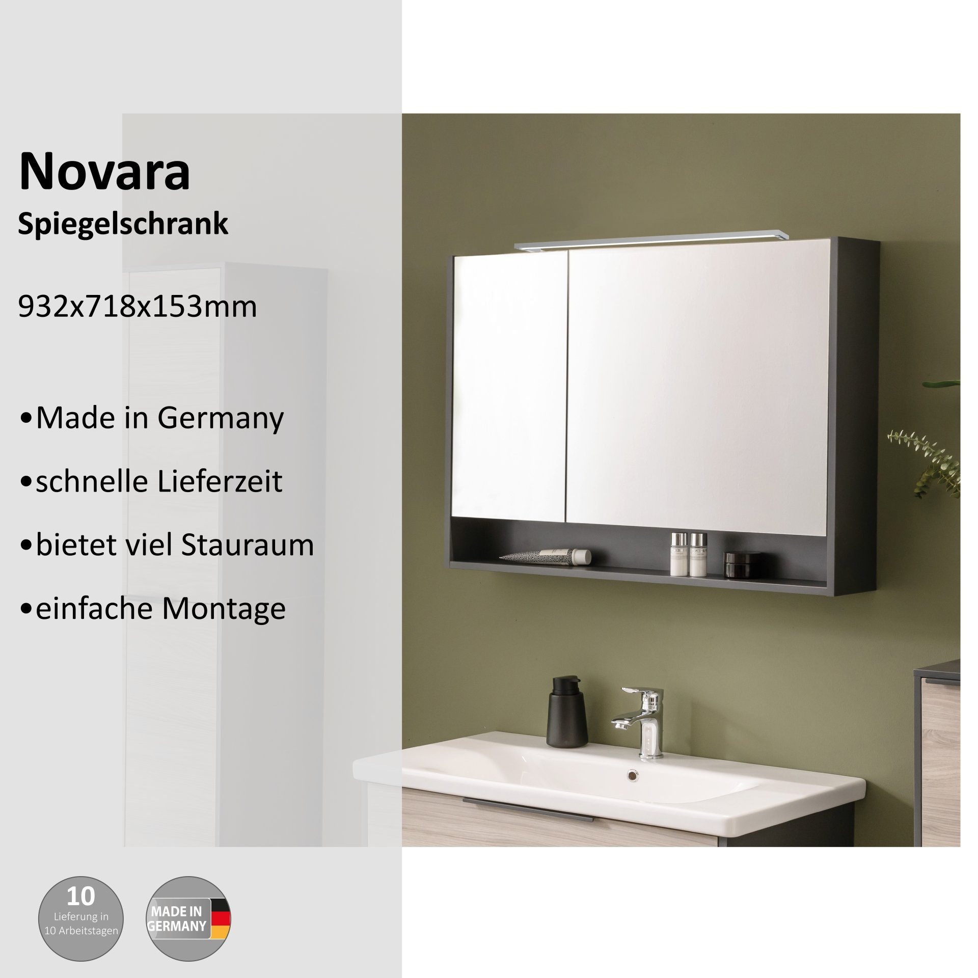 Thumbnail - welltime Spiegelschrank "Novara"