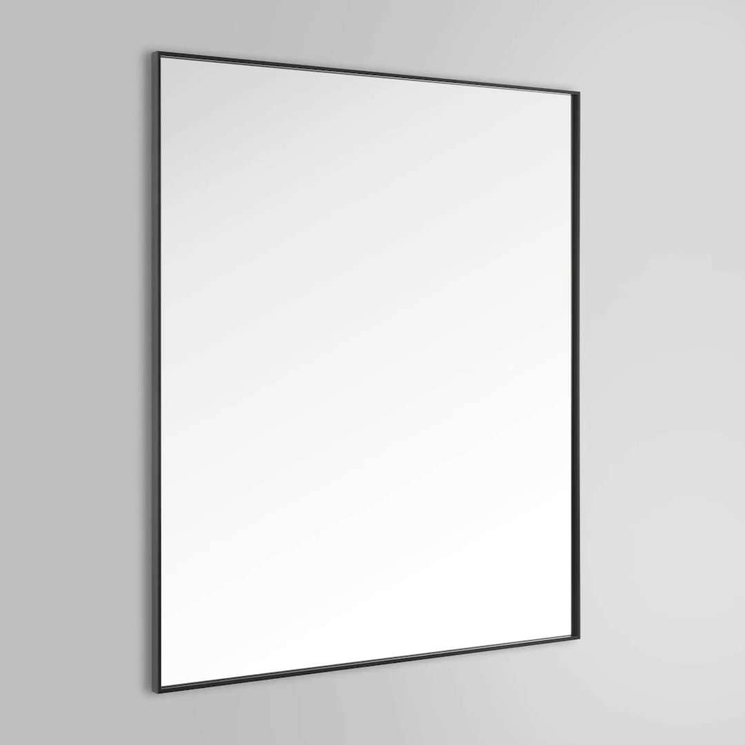 Loevschall Wandspiegel »Rechteckige Spiegel mit schwarzem Alurahmen, wendbar, einfache Montage«, (2 Größen - 51x76 / 61x76 cm, vertikal und horizontal möglich, Schwarz), Spiegel für Schlafzimmer, Wohnzimmer, Garderobe, Flur und Badezimmer