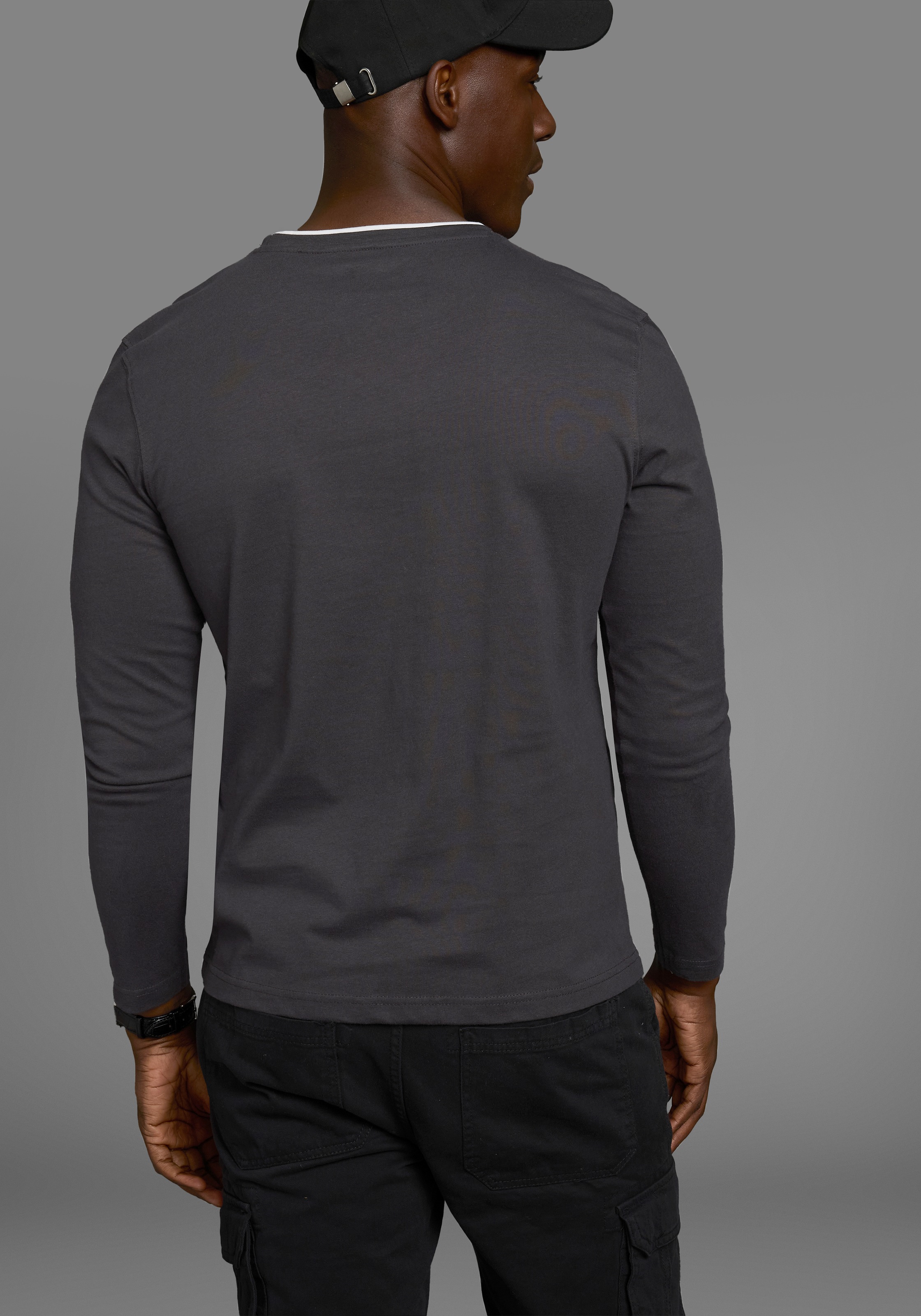 Mans World Langarmshirt, Langarm, bedruckt, Rundhalsausschnitt, aus 100% Ba günstig online kaufen