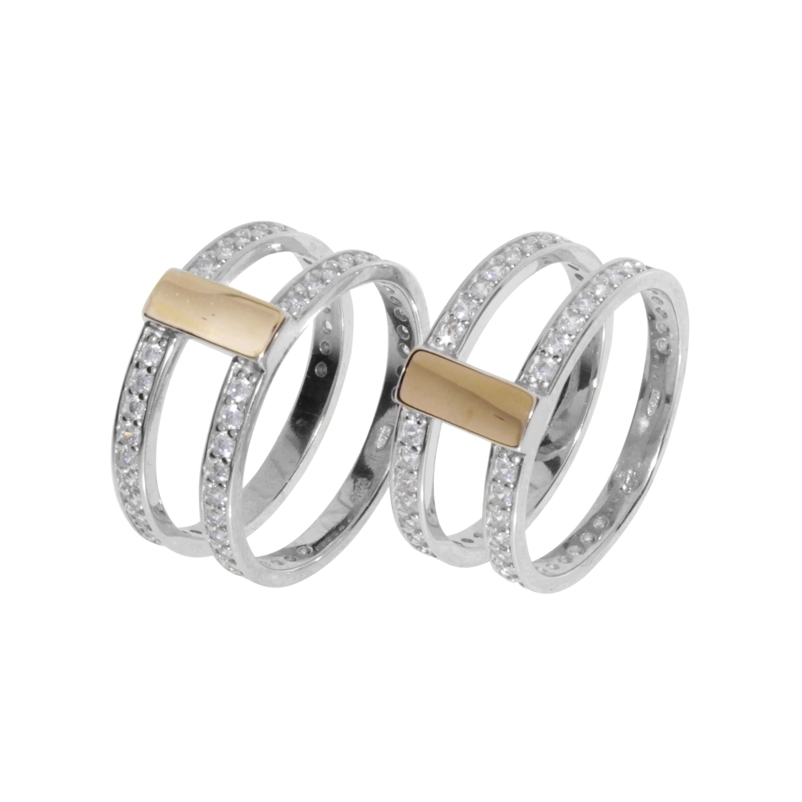Fingerring OSTSEE-SCHMUCK "- Sunny Exklusiv - Silber 925/000 & Gold 585/000 - Zirkonia" Gr. 54, silber (silber 925, silberfarben, weiß), Fingerringe, Damen, 54, Fingerring 2