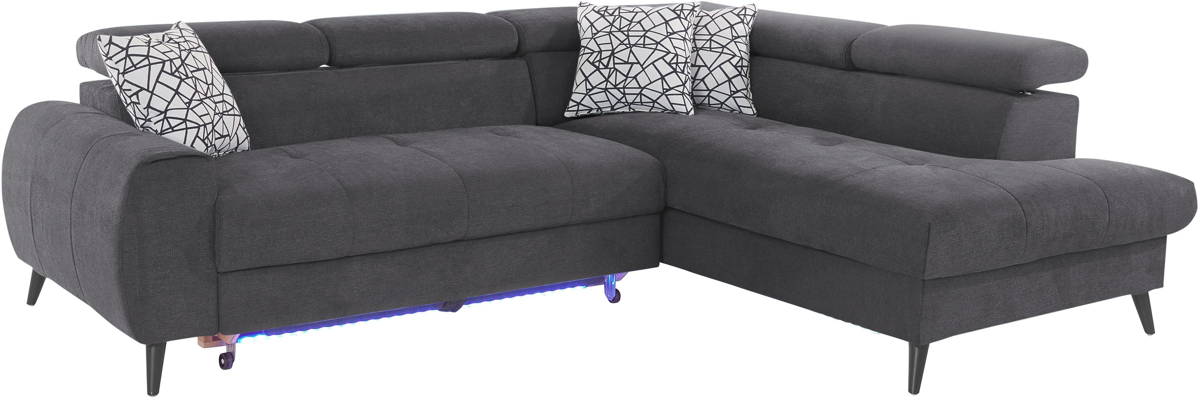 Thumbnail - COTTA Ecksofa "Mia L-Form mit 3 Zierkissen", wahlweise mit Bettfunktion, Bettkasten, Beleuchtung & Wireless-Charger