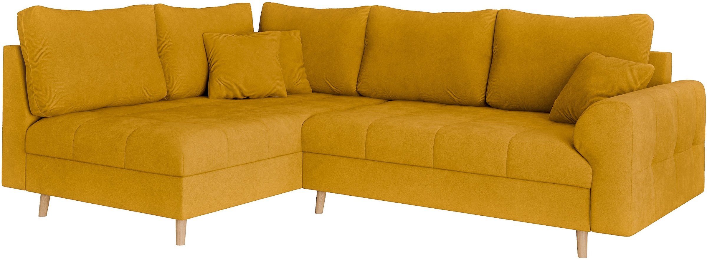 Home affaire Ecksofa »CHARRE L-Form mit Ottomane, Maße B/T/H: 231/161/81 cm«, feine Steppung, lose Rücken- und Zierkissen, auch in Cord und Bouclé