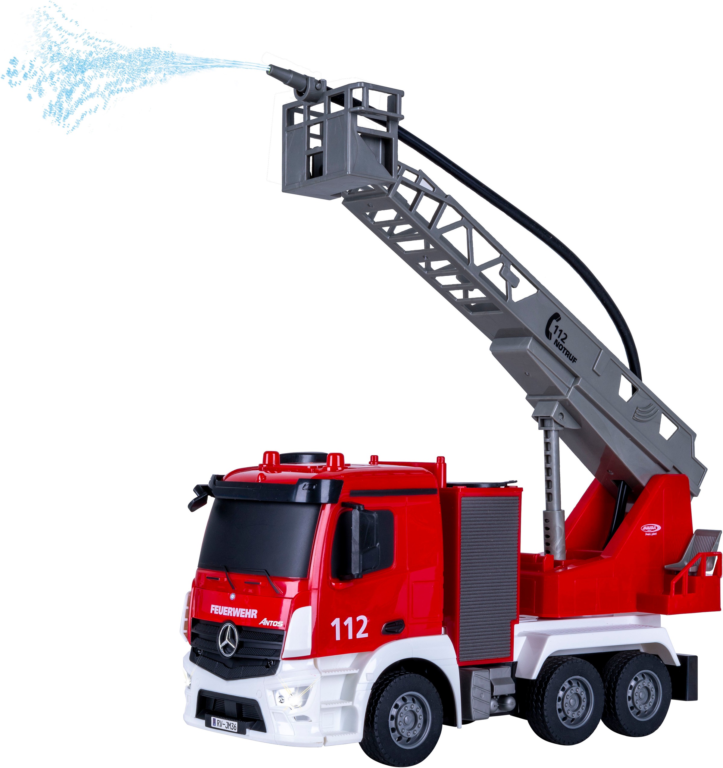 Jamara RC-LKW »Feuerwehr Drehleiter Mercedes -Benz Antos 2,4GHz« mit Spritzfunktion; LED-Licht; Maßstab 1:26