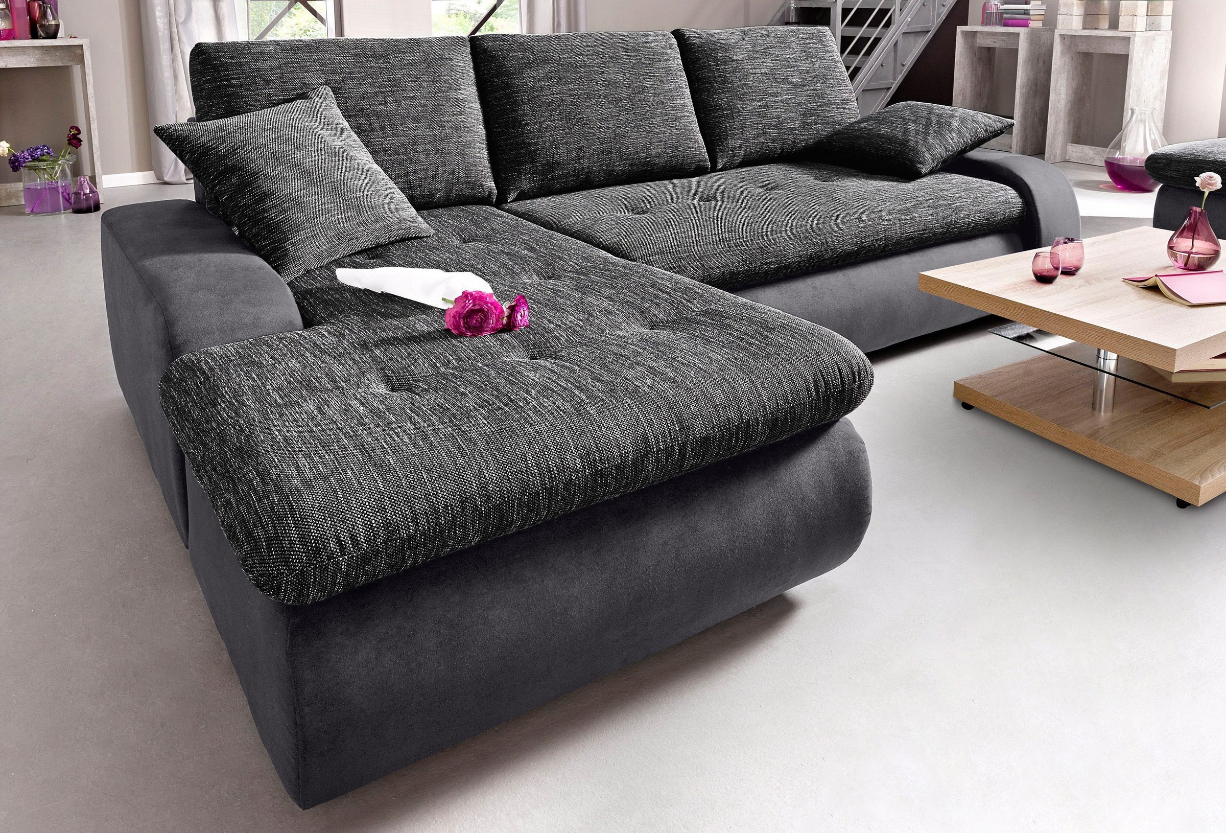 TRENDMANUFAKTUR Ecksofa "Indie, modern und bequem, Materialmix, L-Form", wa günstig online kaufen