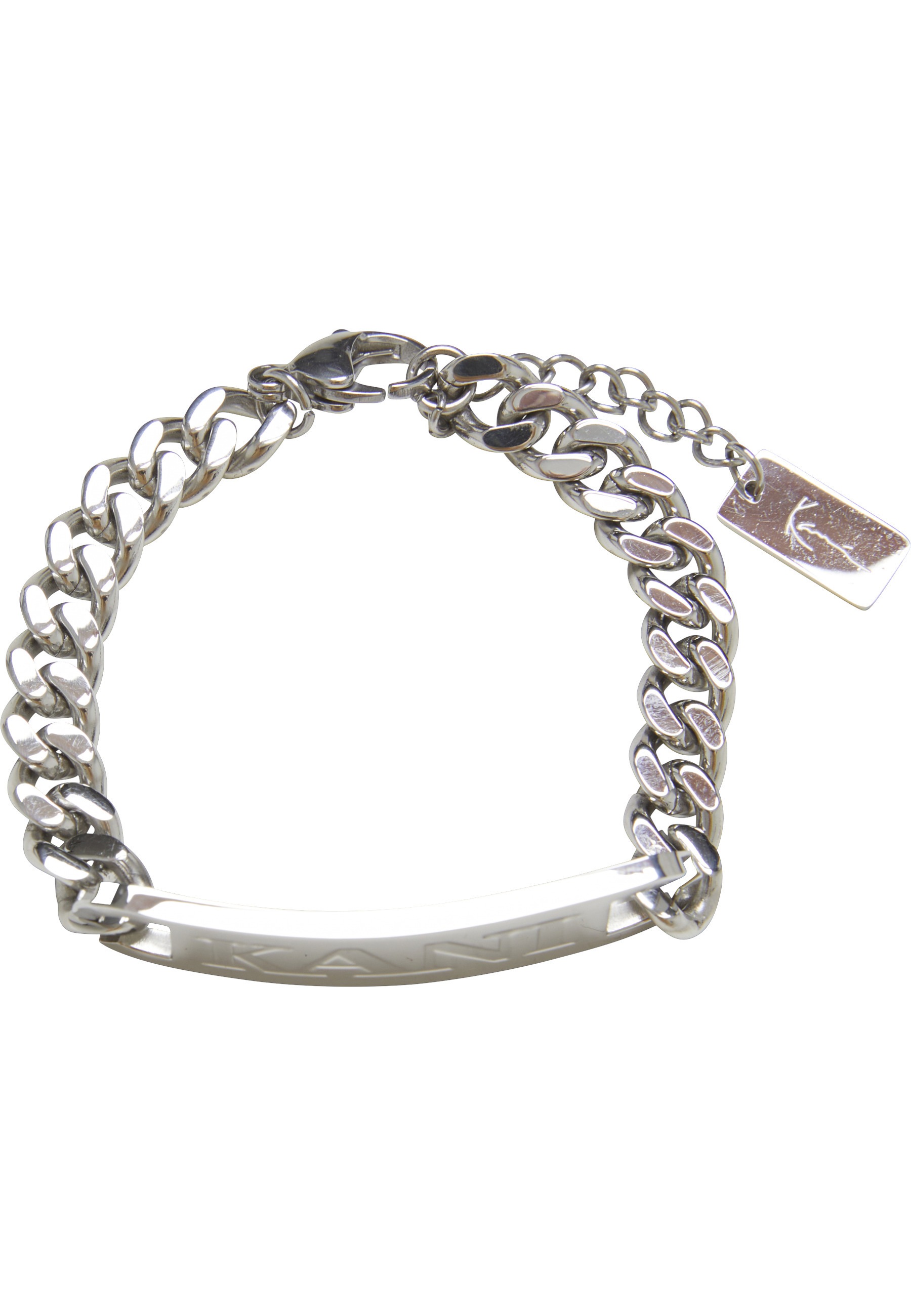 KARL KANI Damen Armband "Karl Kani KK Retro Kani Plate Cubanlink Bracelet", onesize, Stahl, silber, Stahl, Armbänder