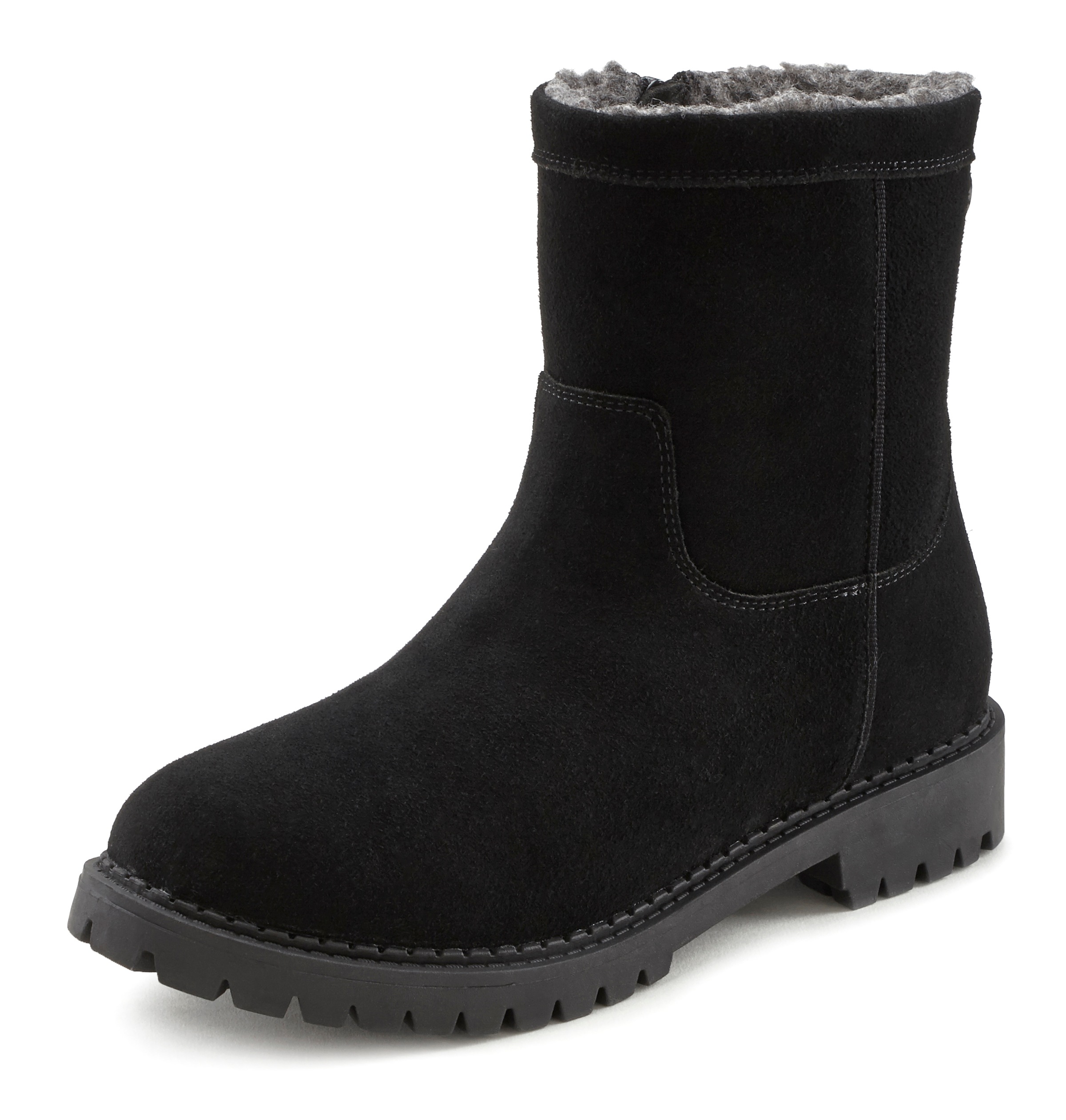 LASCANA Winterstiefel, aus Leder, Warmfutter und Profilsohle, Boots, Snowboots, Stiefelette