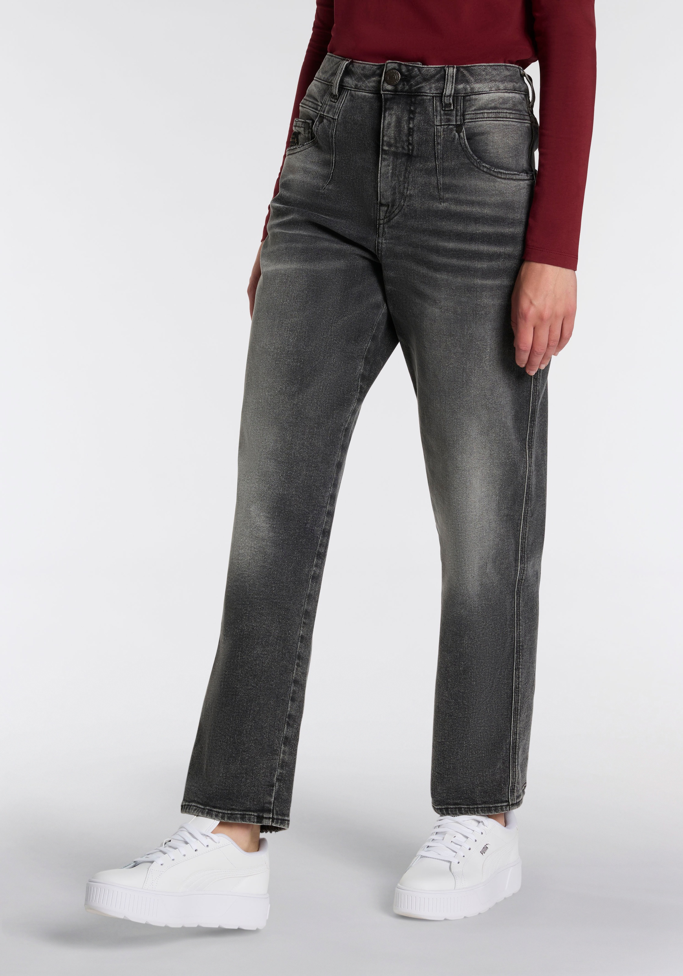 Herrlicher 5-Pocket-Jeans "Brooke Denim Black", im Loose Fit, mit Abnähern günstig online kaufen