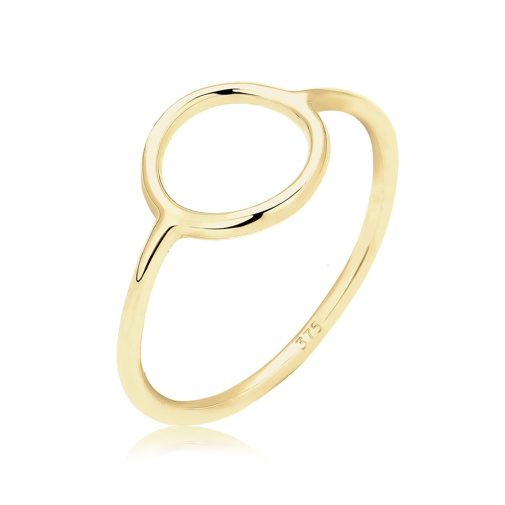 Elli Premium Fingerring »Geo Trend Look Kreis Statement 375 Gelbgold«