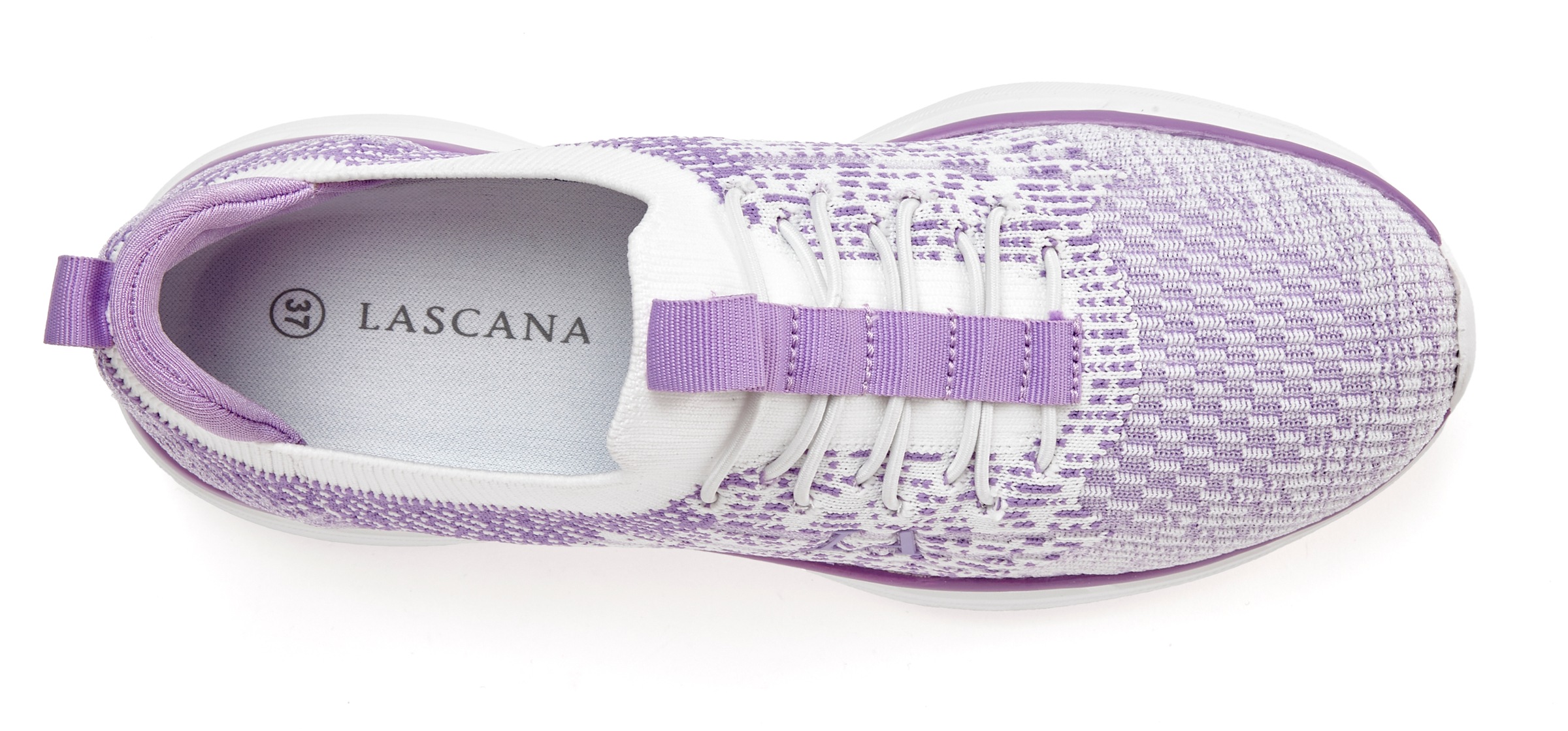 Sneaker LASCANA "Slipper, Halbschuh, Turnschuhe, Slip-On-Sneaker", Damen, Gr. 39, lila, Obermaterial: 100% Textilmaterial. Decksohle: 100% Textilmaterial. Futter: 100% Textilmaterial. Laufsohle: 100% Synthetik, unifarben mit Farbeinsatz, Basic, Schuhe Sne 2