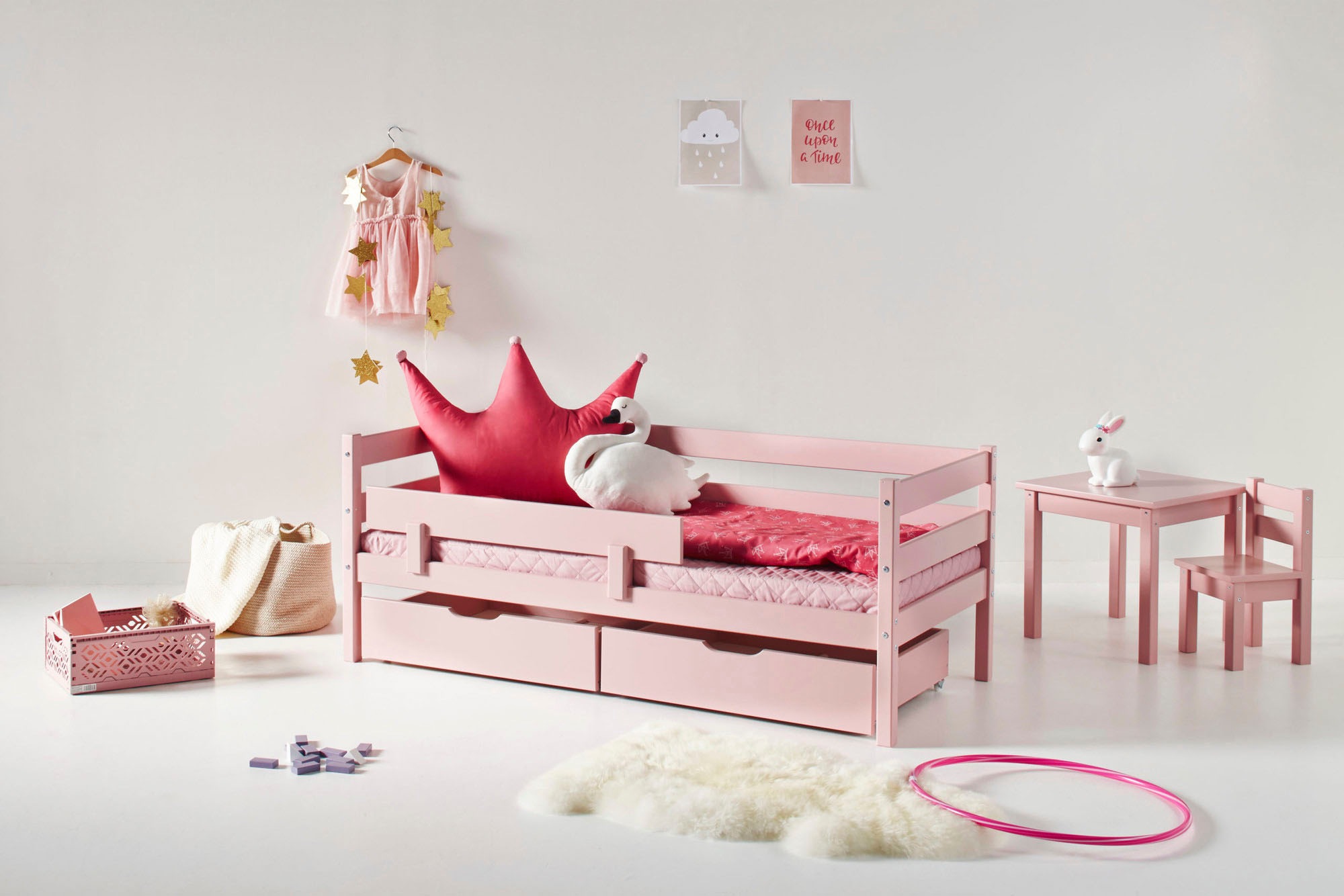 Hoppekids Einzelbett »ECO Comfort Kinderbett, Kiefer Massivholz, Jugendbett inkl. Rollrost«, 70x160 cm, wahlweise in verschieden Farben/ Matratze/ Absturzsicherung